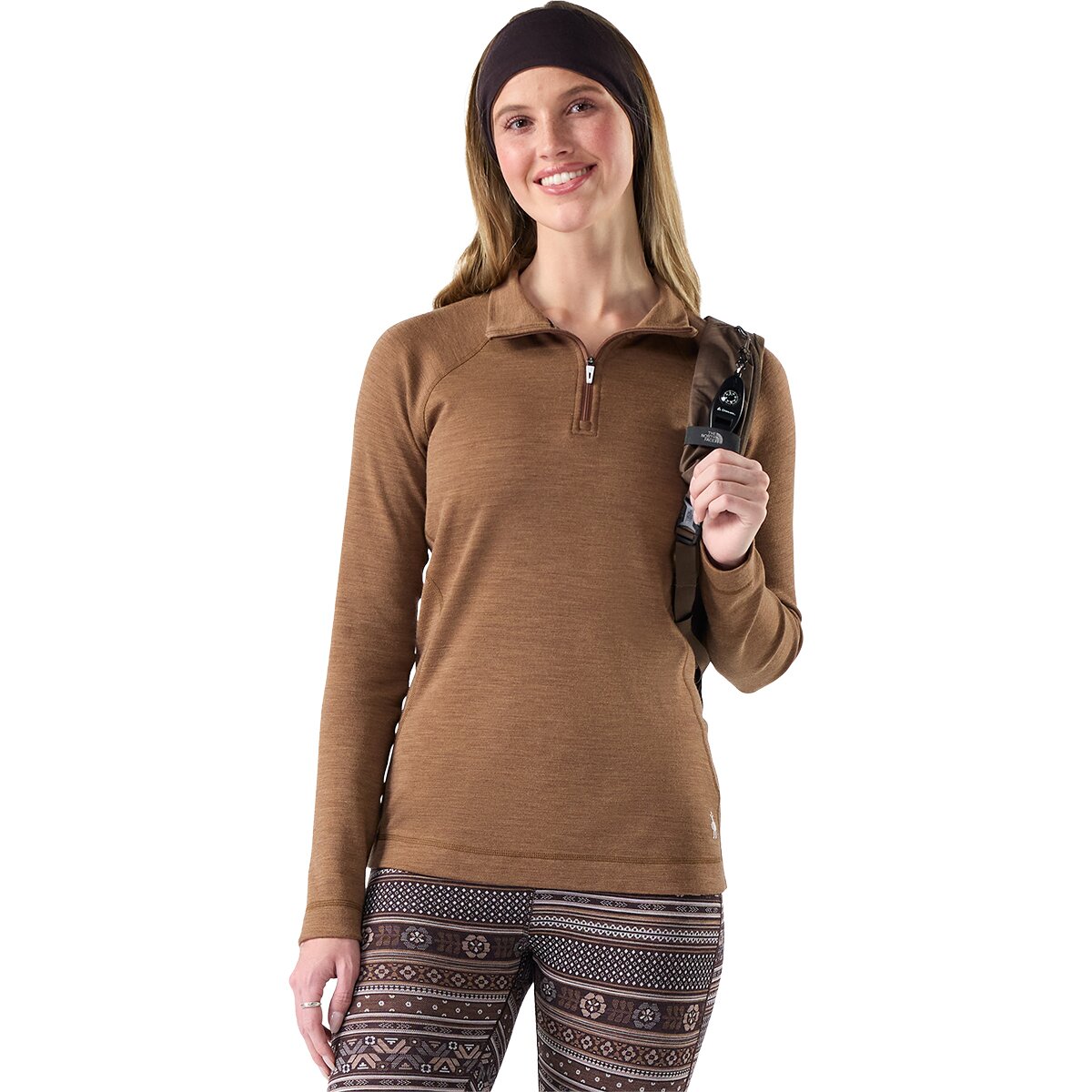 Image of Smartwool Classic Thermal Merino Base Layer 1/4-Zip Top - Women's Mocha Heather, S