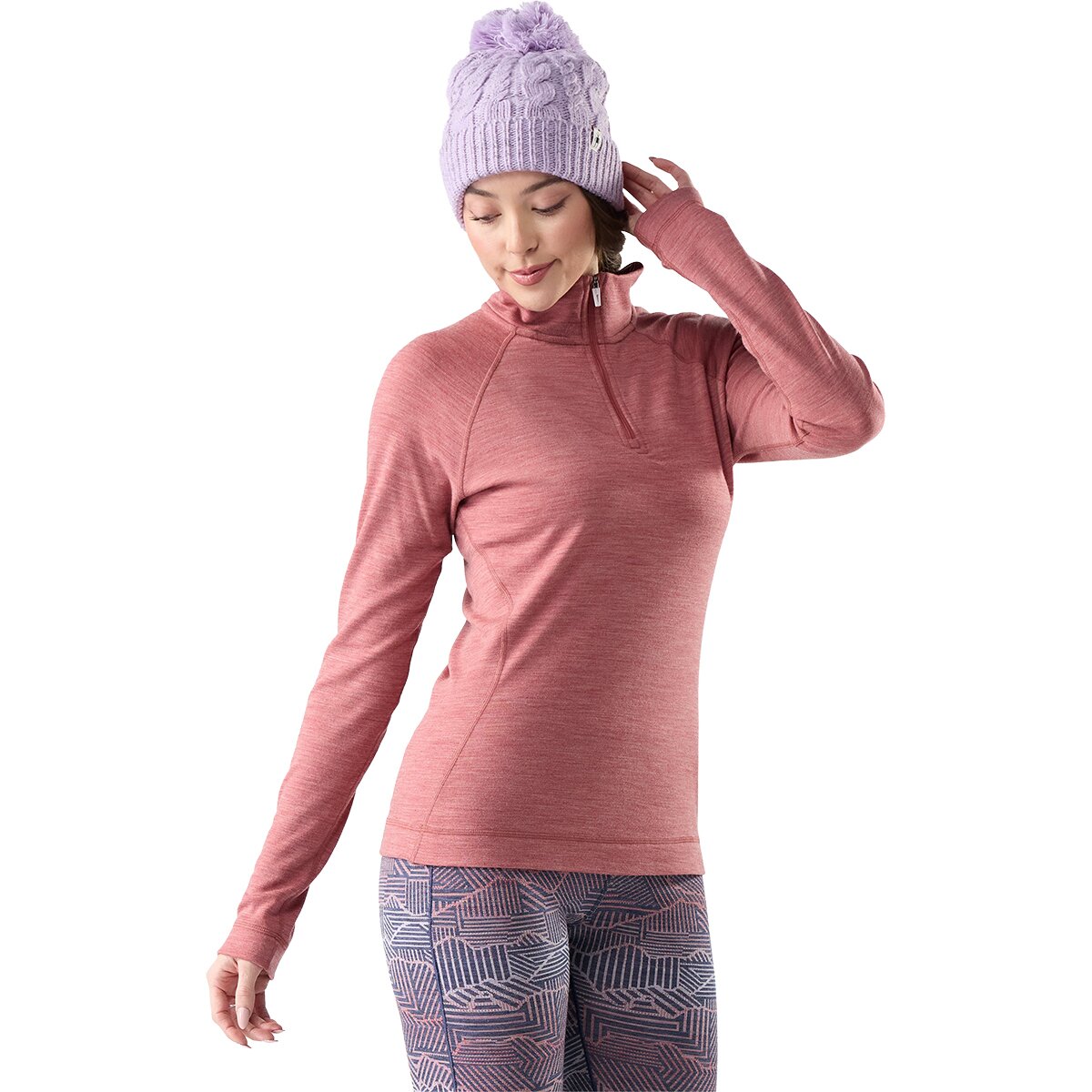 Image of Smartwool Classic Thermal Merino Base Layer 1/4-Zip Top - Women's Rosewood Heather, L