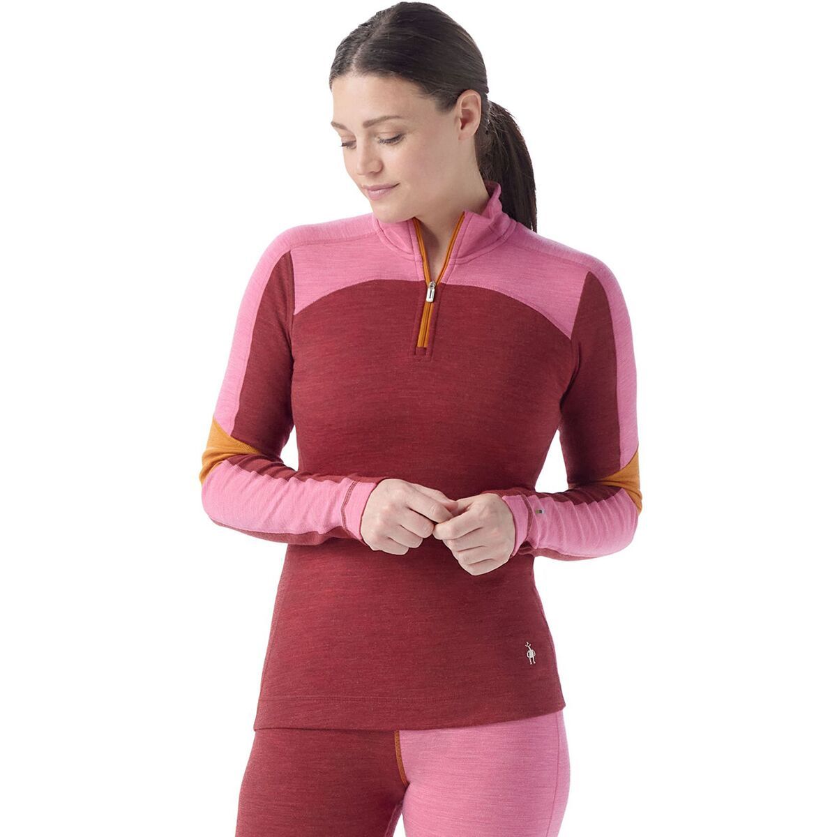 Smartwool Classic Thermal Merino 1/4 Zip Baselayer Top - Women's Currant/Garden Pink, XL