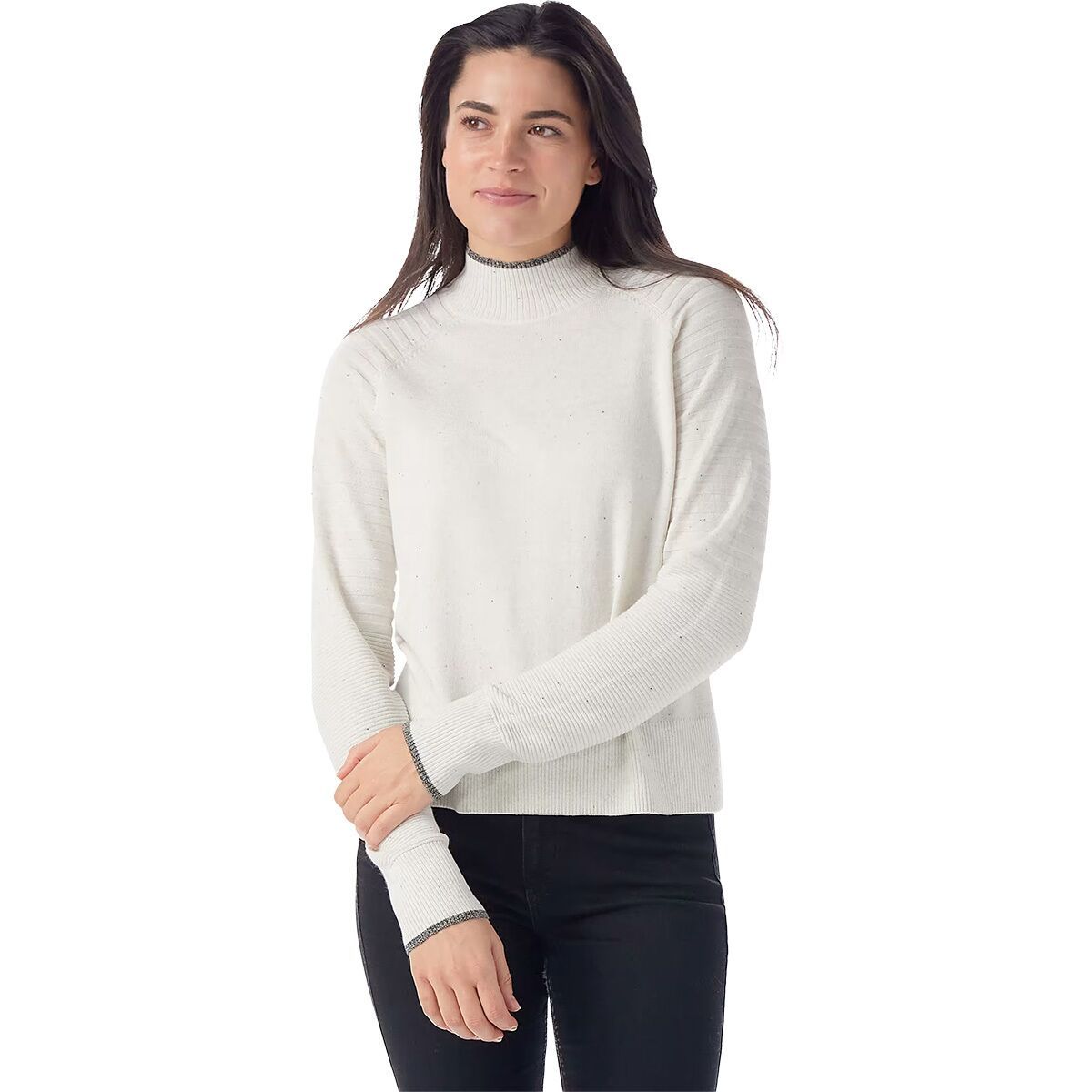 Image of Smartwool Edgewood Mock Neck Sweater - Women's Natural Donegal, XS