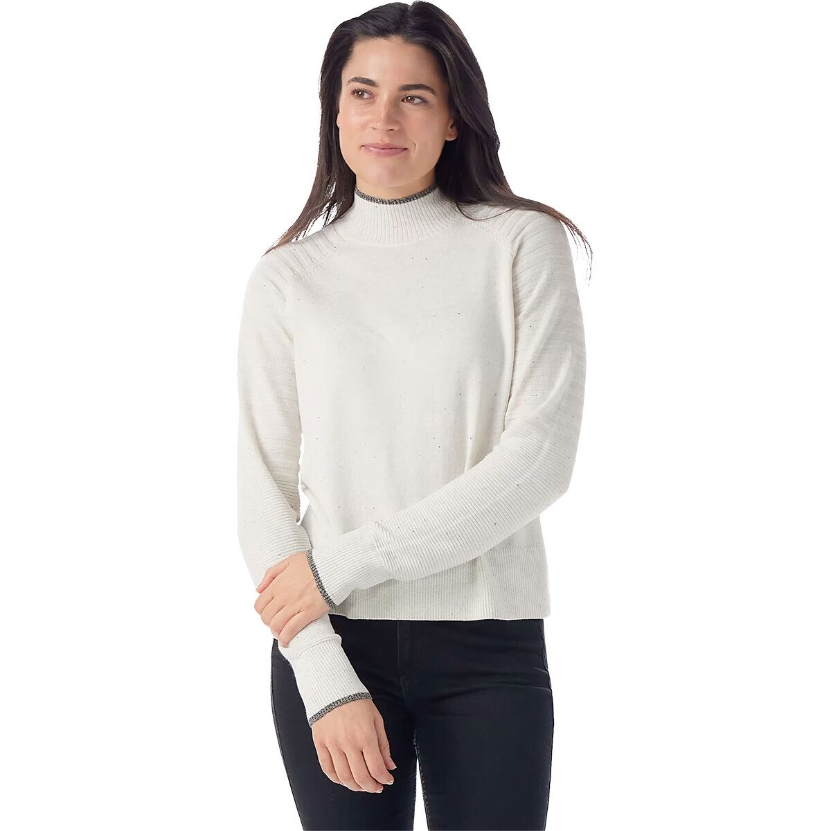 Image of Smartwool Edgewood Mock Neck Sweater - Women's Natural Donegal, XL