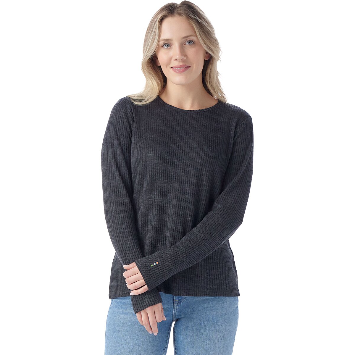 Image of Smartwool Thermal Merino Rib Crew - Women's Charcoal Heather, S