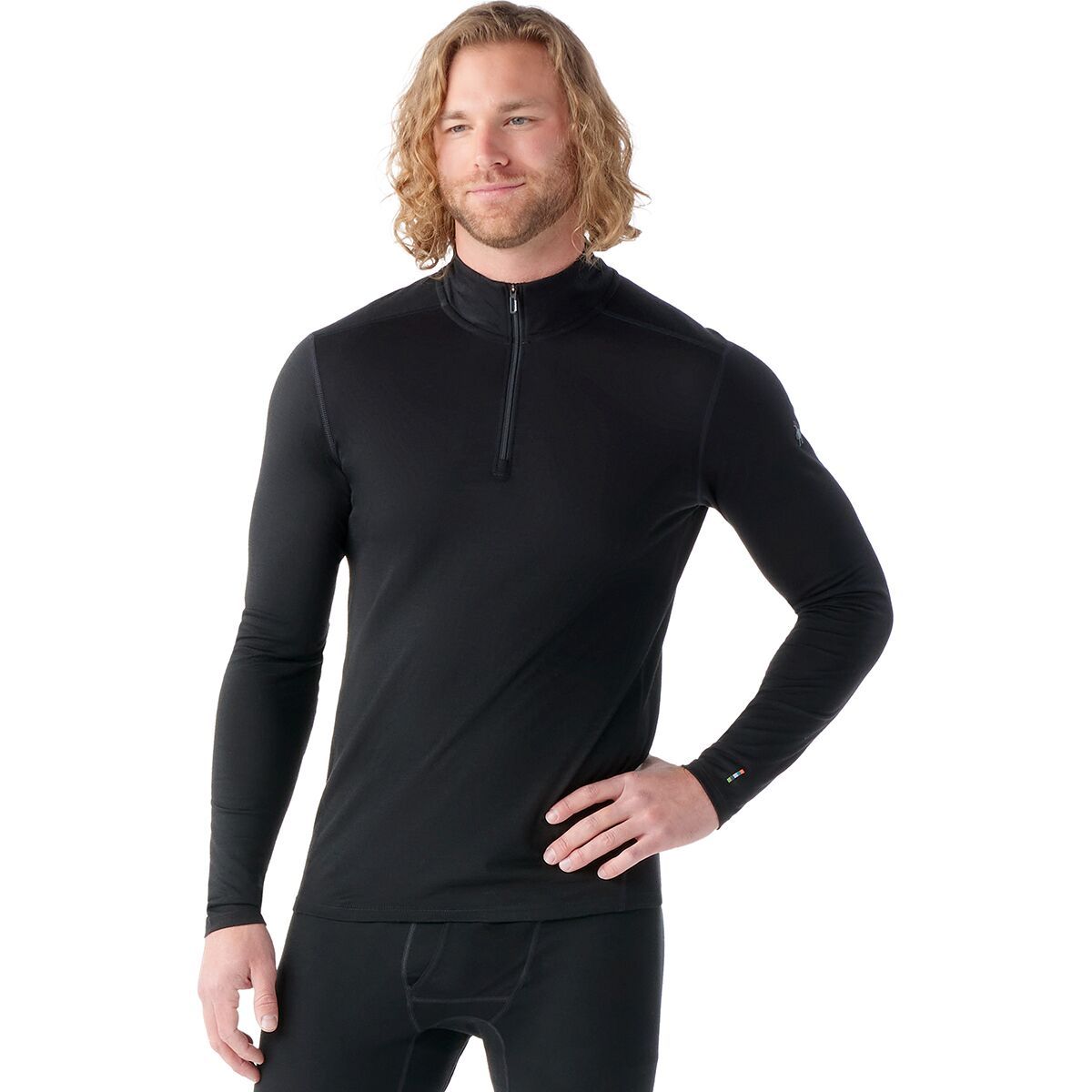 Image of Smartwool Classic All-Season Merino 1/4-Zip Baselayer Top - Men's Black, L