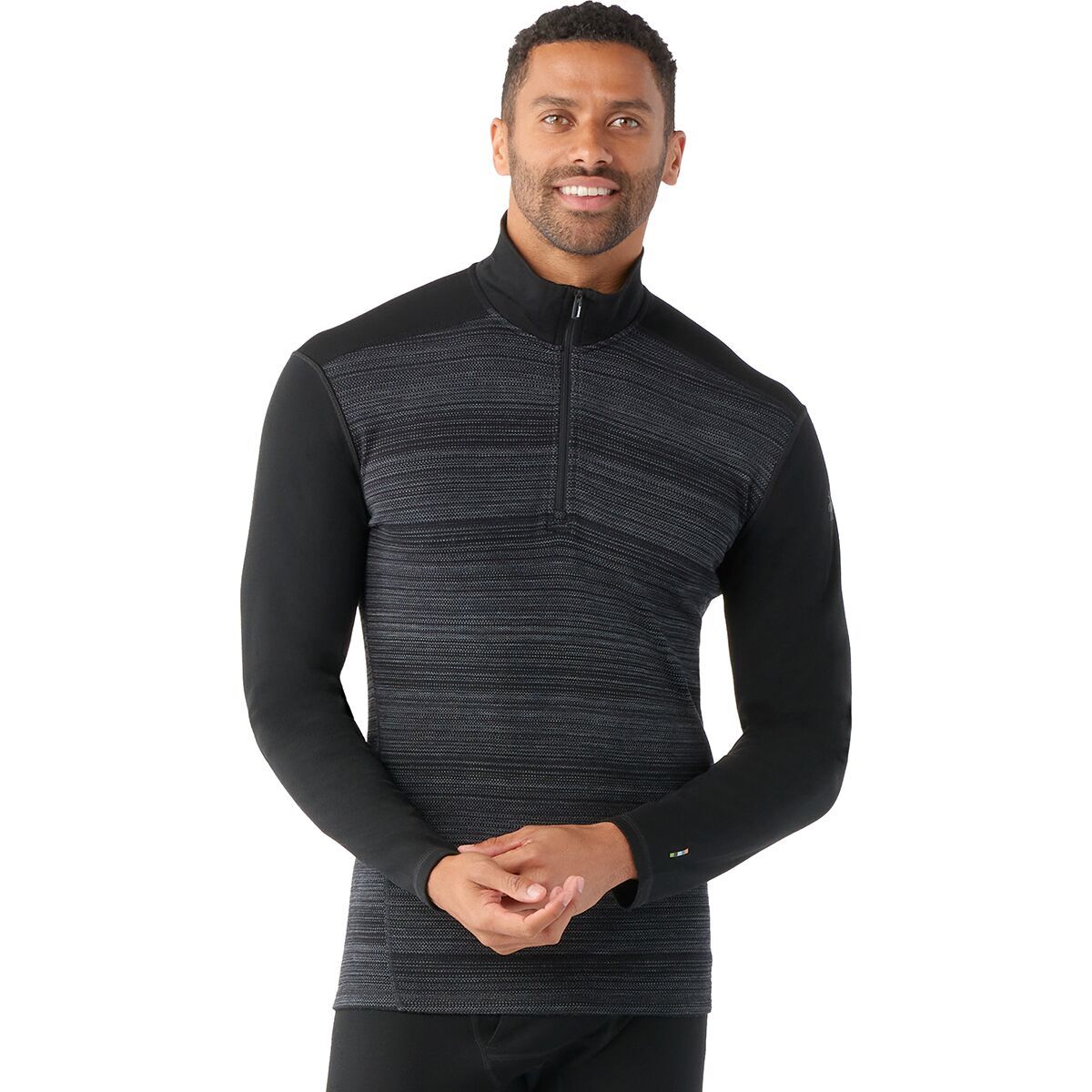 Image of Smartwool Classic Thermal Merino 1/4-Zip Base Layer - Men's Black Color Shift, S