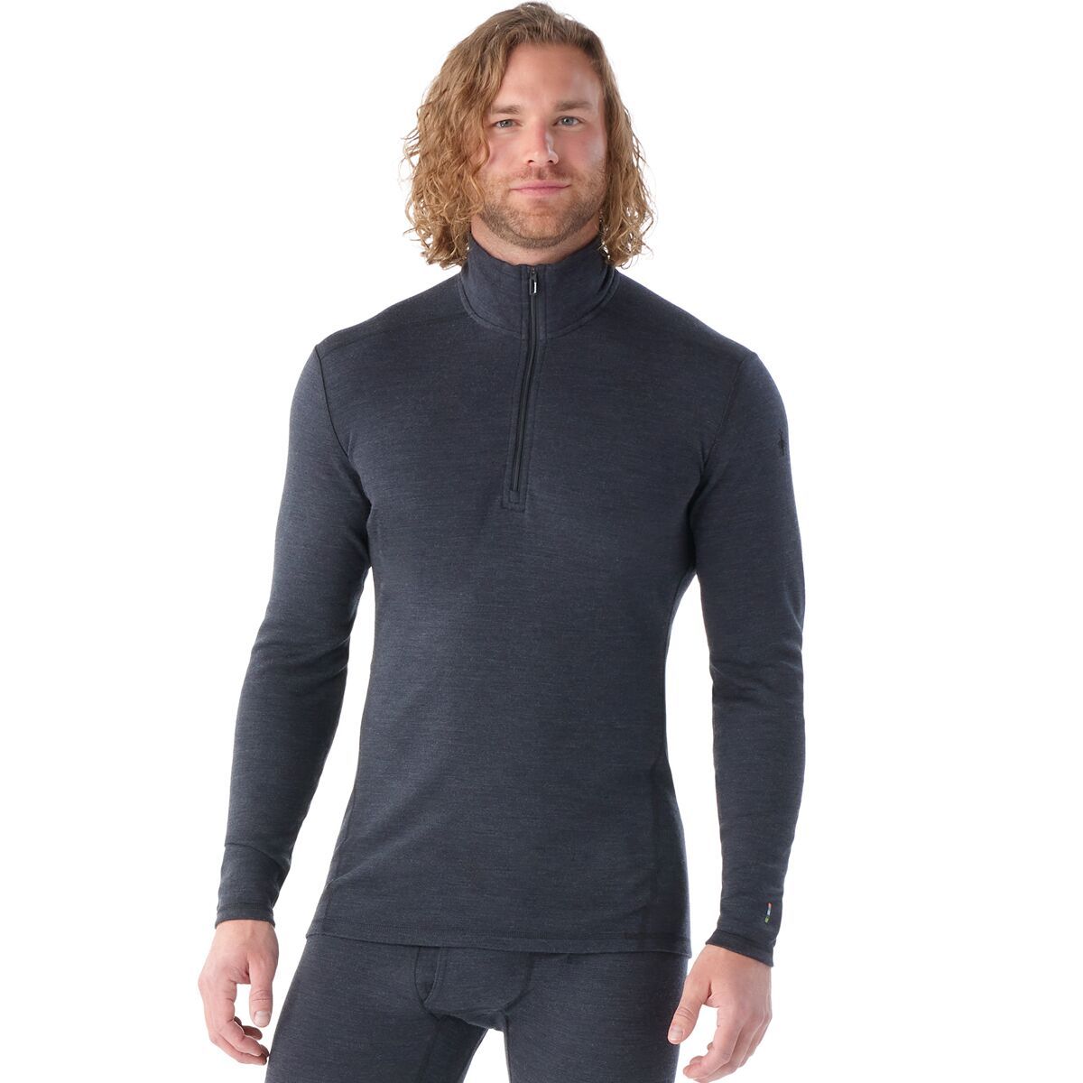 Image of Smartwool Classic Thermal Merino 1/4-Zip Base Layer - Men's Charcoal Heather, XXL