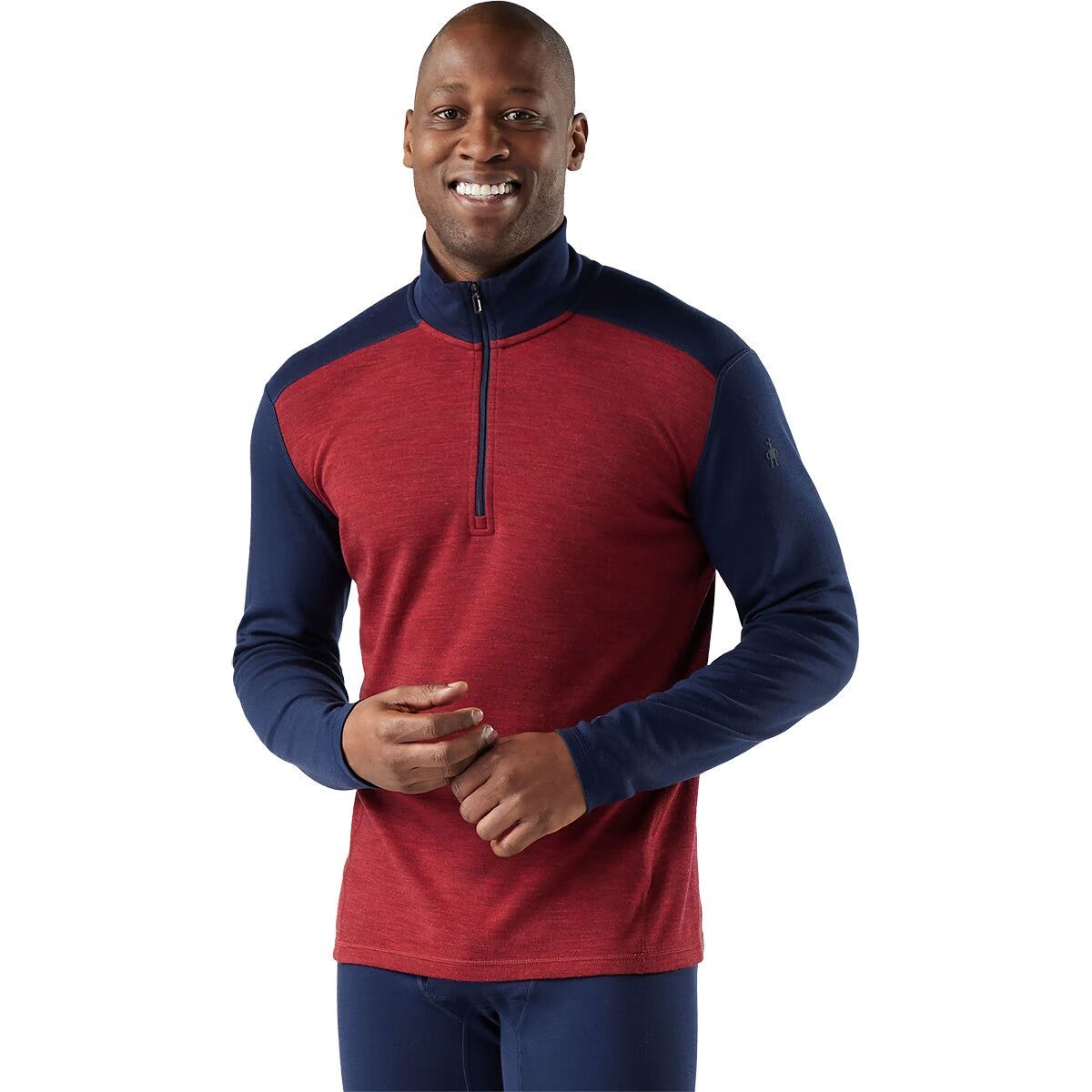 Image of Smartwool Classic Thermal Merino 1/4-Zip Base Layer - Men's Deep Navy/Currant Heather, M