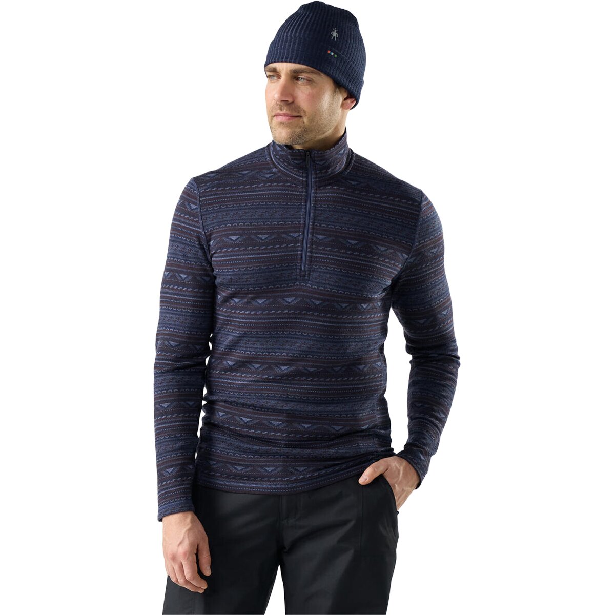 Image of Smartwool Classic Thermal Merino 1/4-Zip Base Layer - Men's Nightfall Summit Soul, M