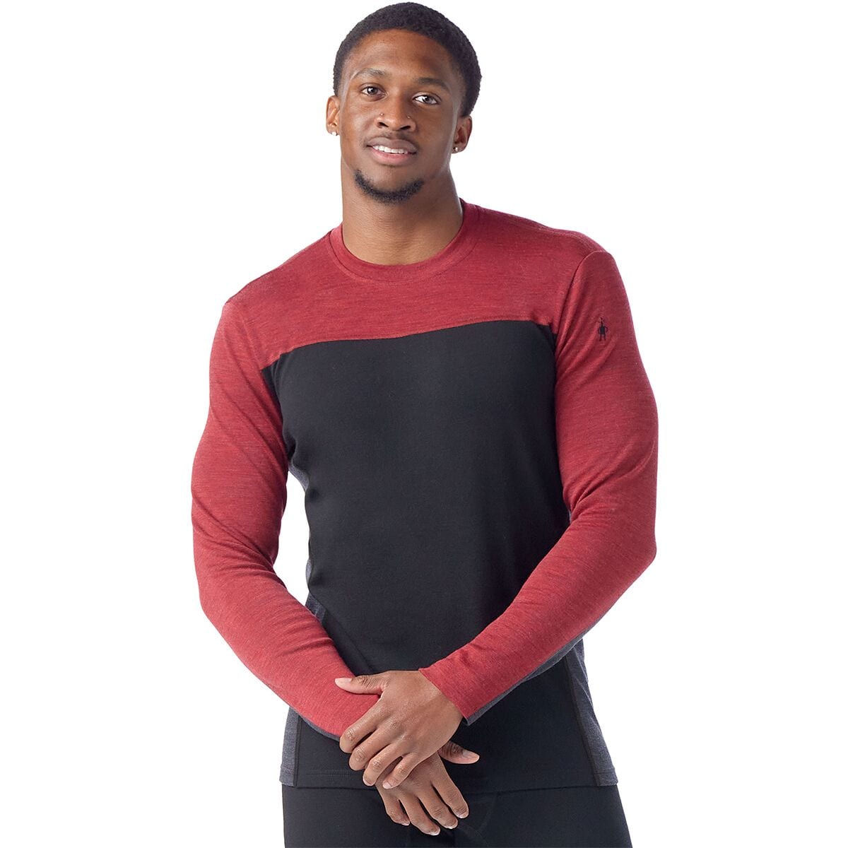 Image of Smartwool Classic Thermal Merino Colorblock Crew Base Layer - Men's Black/Currant, M