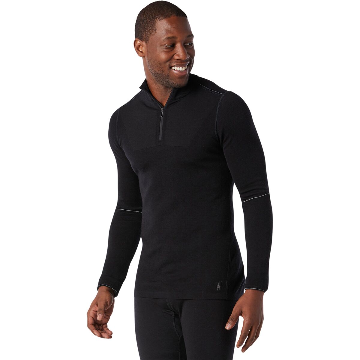 Image of Smartwool Intraknit Thermal Max Merino 1/4-Zip Baselayer Top - Men's Black, M