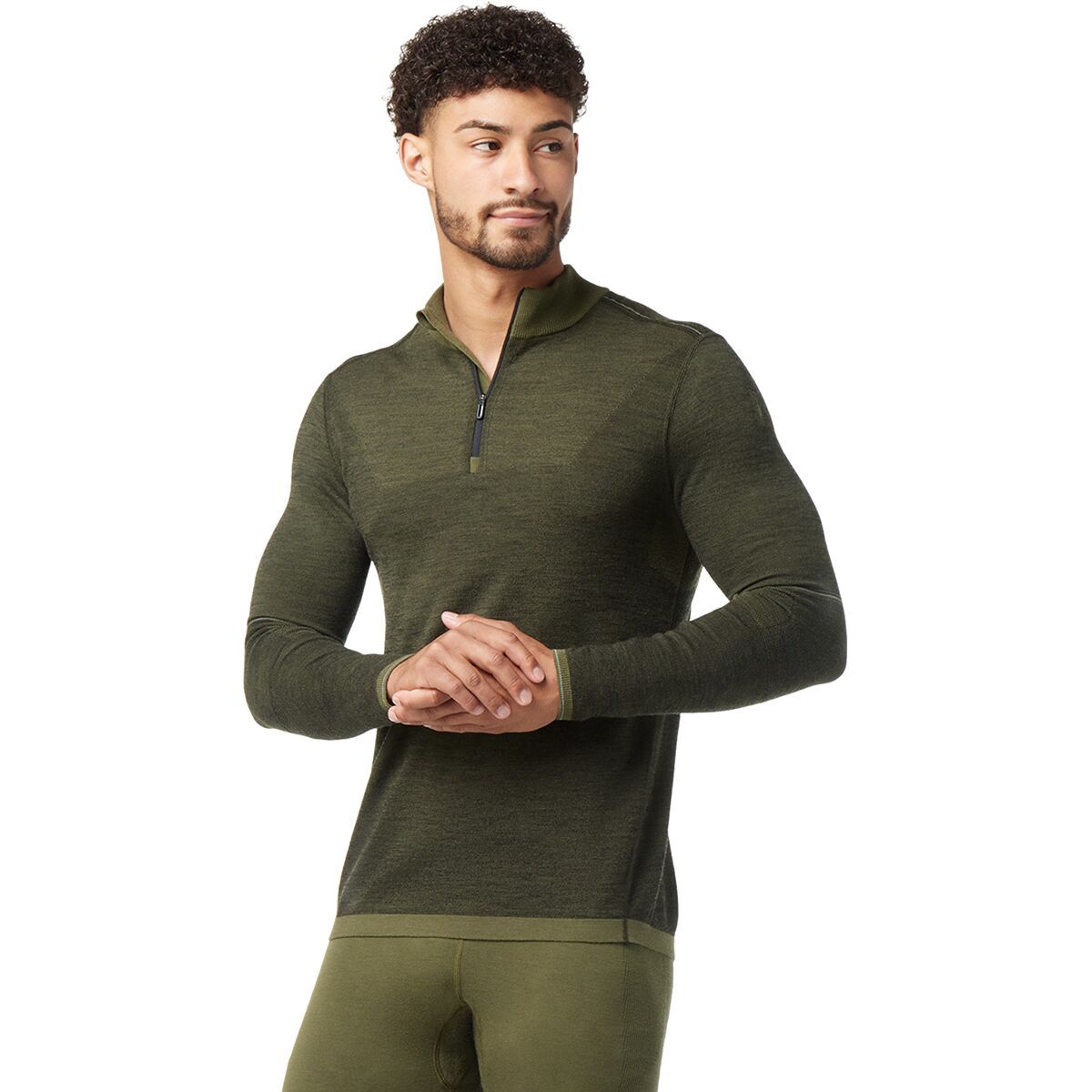 Image of Smartwool Intraknit Thermal Max Merino 1/4-Zip Baselayer Top - Men's Winter Moss, XL