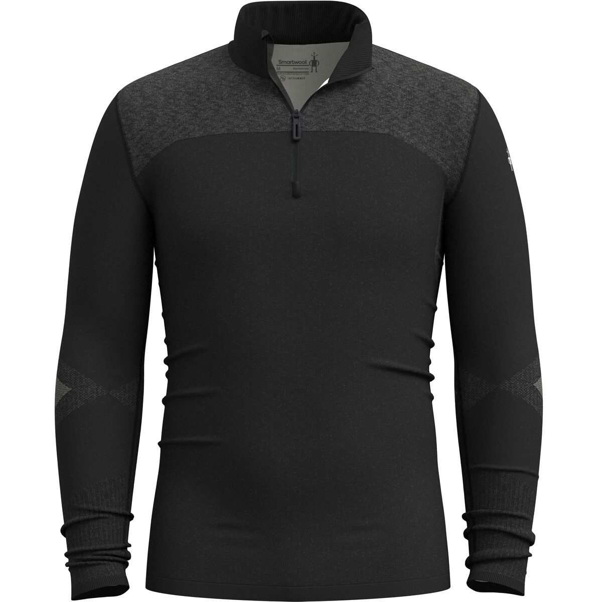 Image of Smartwool Intraknit Thermal Merino 1/4-Zip Base Layer Top - Men's Black/White, S