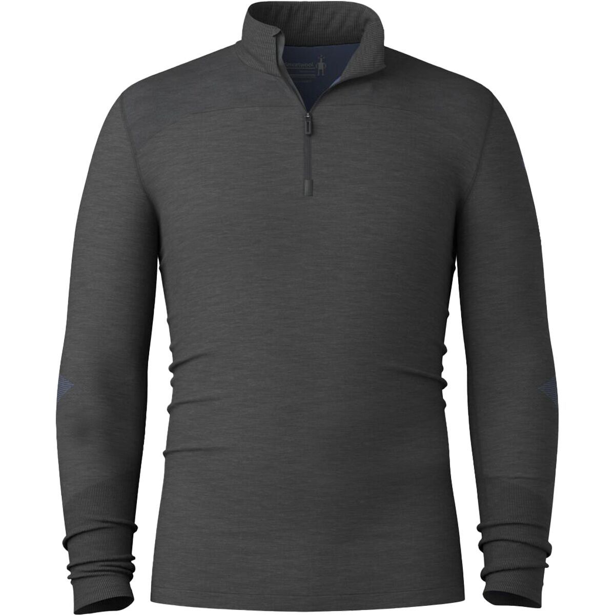 Image of Smartwool Intraknit Thermal Merino 1/4-Zip Base Layer Top - Men's Charcoal/Nightfall Blue, M