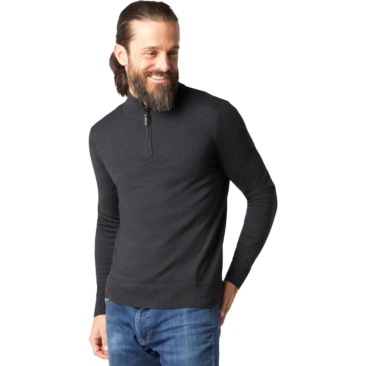 Image of Smartwool Sparwood 1/2-Zip Sweater - Men's Charcoal Heather, XXL