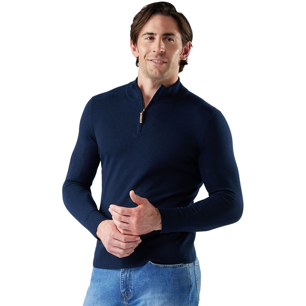 Image of Smartwool Sparwood 1/2-Zip Sweater - Men's Deep Navy Heather, M