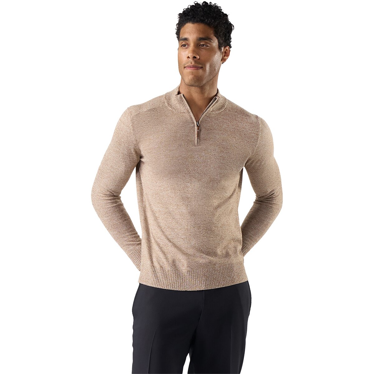 Image of Smartwool Sparwood 1/2-Zip Sweater - Men's Mocha Heather Marl, L