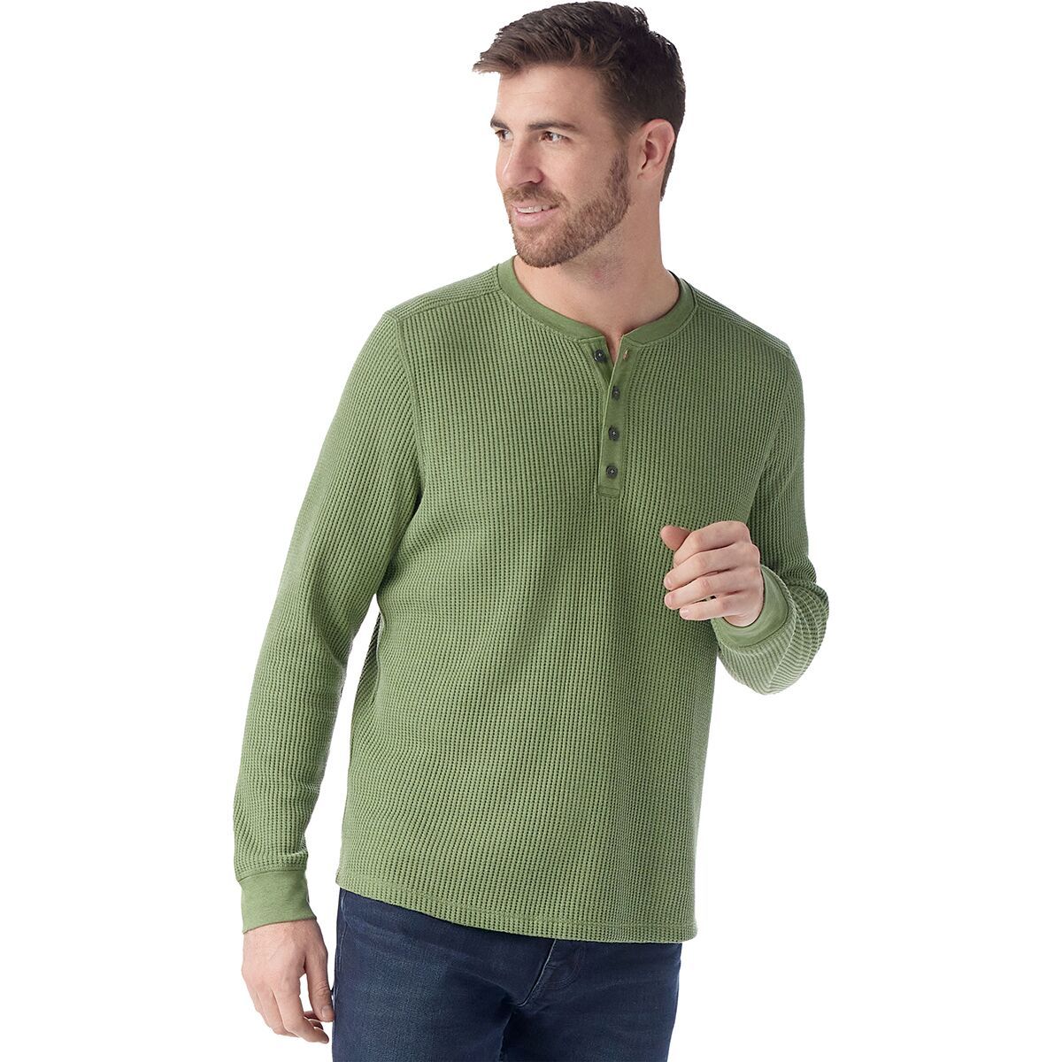 Smartwool Waffle Long-Sleeve Henley - Men's Fern Green, L