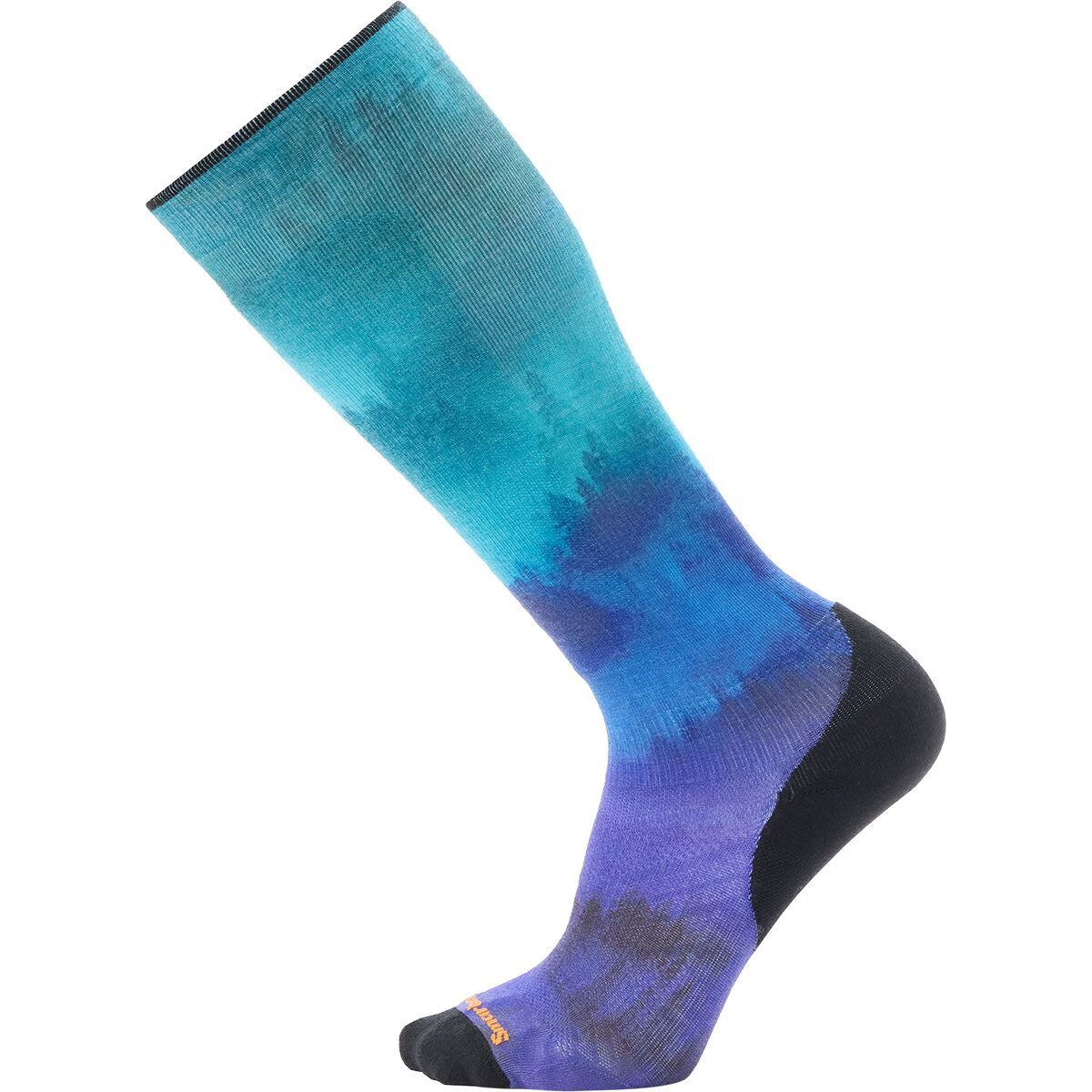 Image of Smartwool Ski Targeted Cushion Compression Print OTC Sock Black, XL