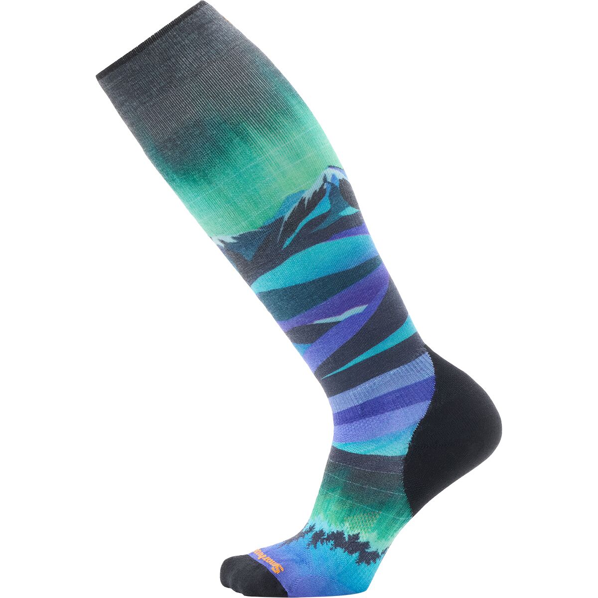 Image of Smartwool Ski Targeted Cushion Compression Print OTC Sock - Women's Black, M
