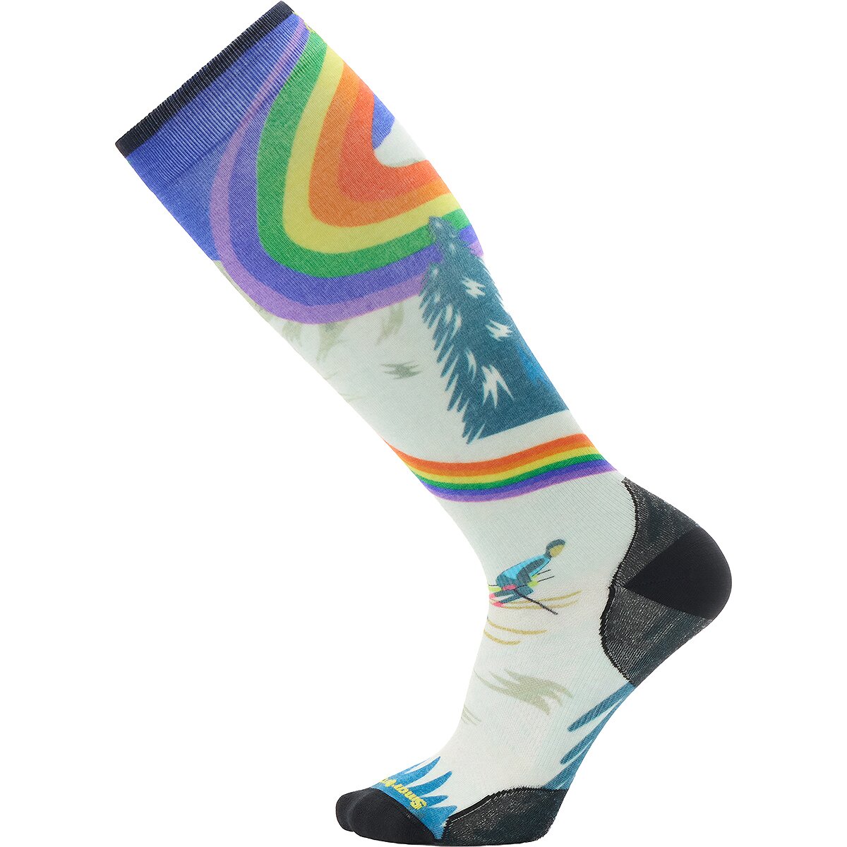 Image of Smartwool Ski Zero Cushion Rainbow Trails Print OTC Sock Laguna Blue, XL