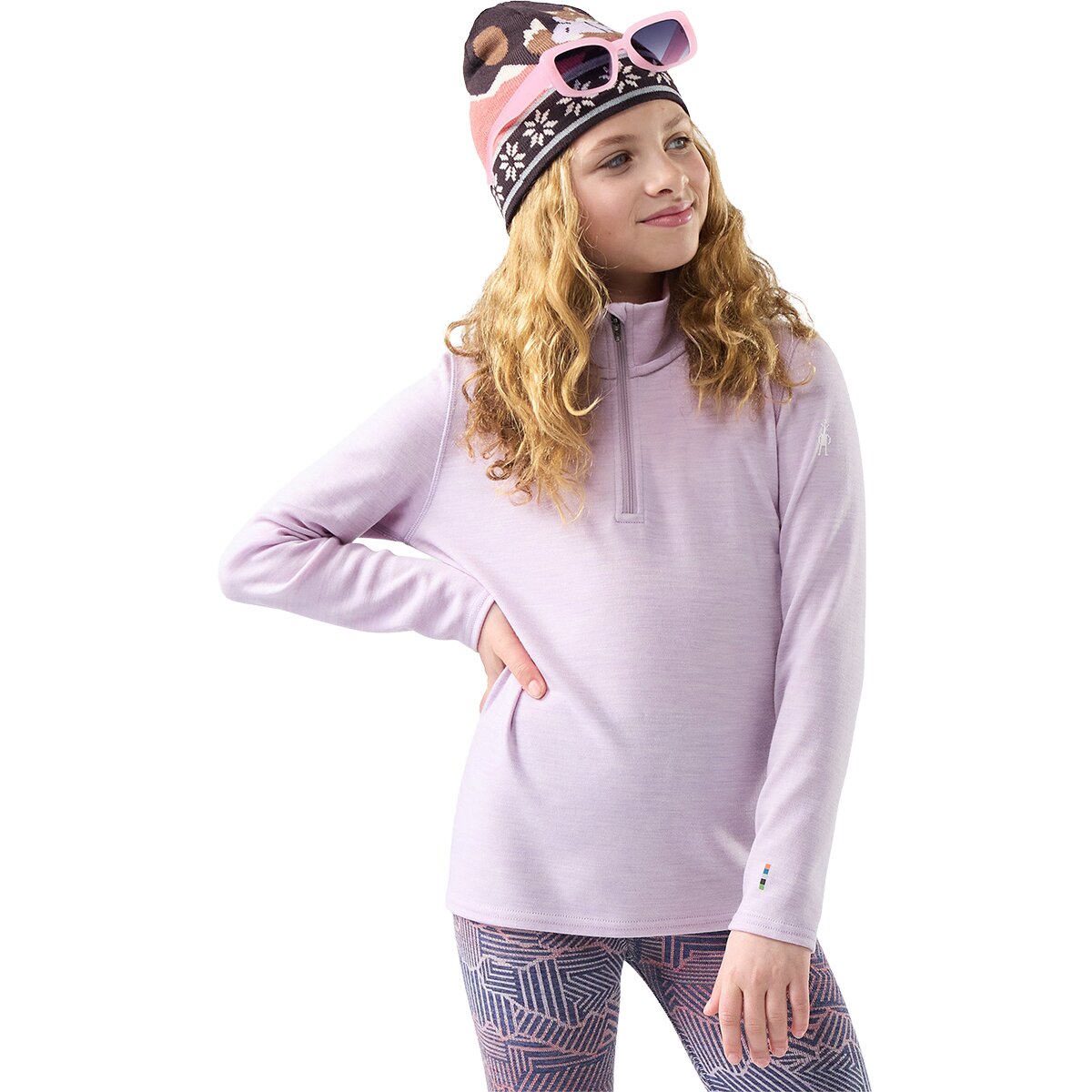 Image of Smartwool Classic Thermal Merino 1/4-Zip Baselayer Top - Kids' Lavender Sky Heather, L