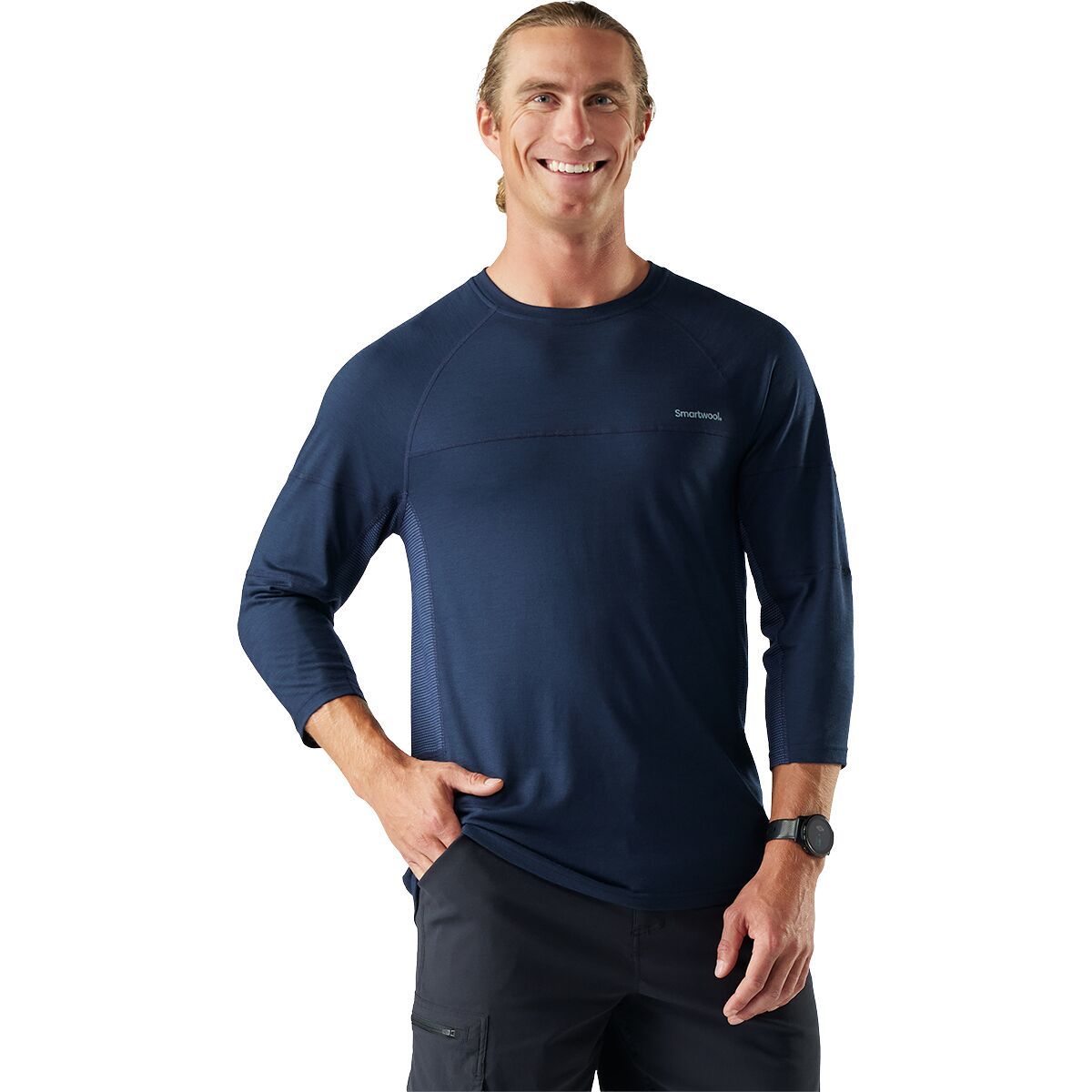 Image of Smartwool Mountain Bike 3/4-Sleeve Jersey - Men's Deep Navy, L