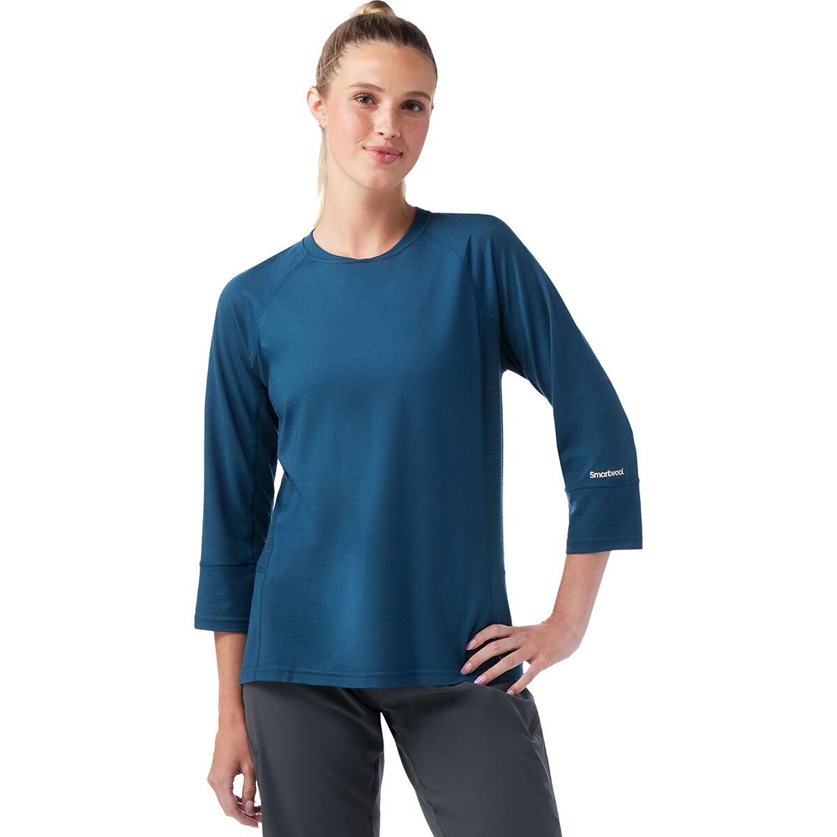Image of Smartwool Mountain Bike 3/4-Sleeve Jersey - Women's Twilight Blue, XS