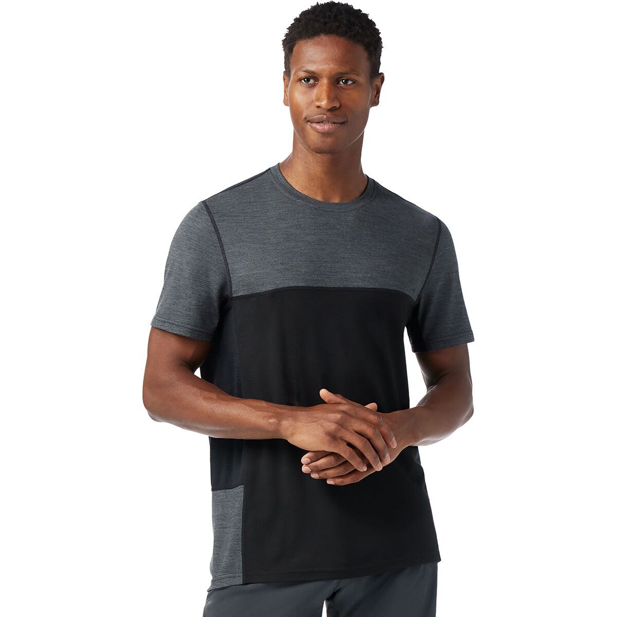 Image of Smartwool Mountain Bike Short-Sleeve Jersey - Men's Black/Charcoal Heather, XL