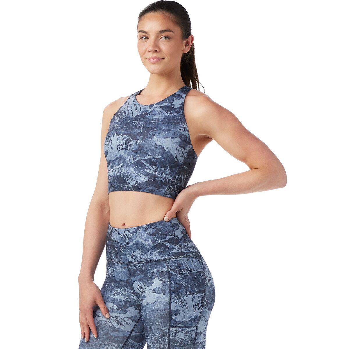 Image of Smartwool Active Crop Bra - Women's Nightfall Blue Mountain, XS