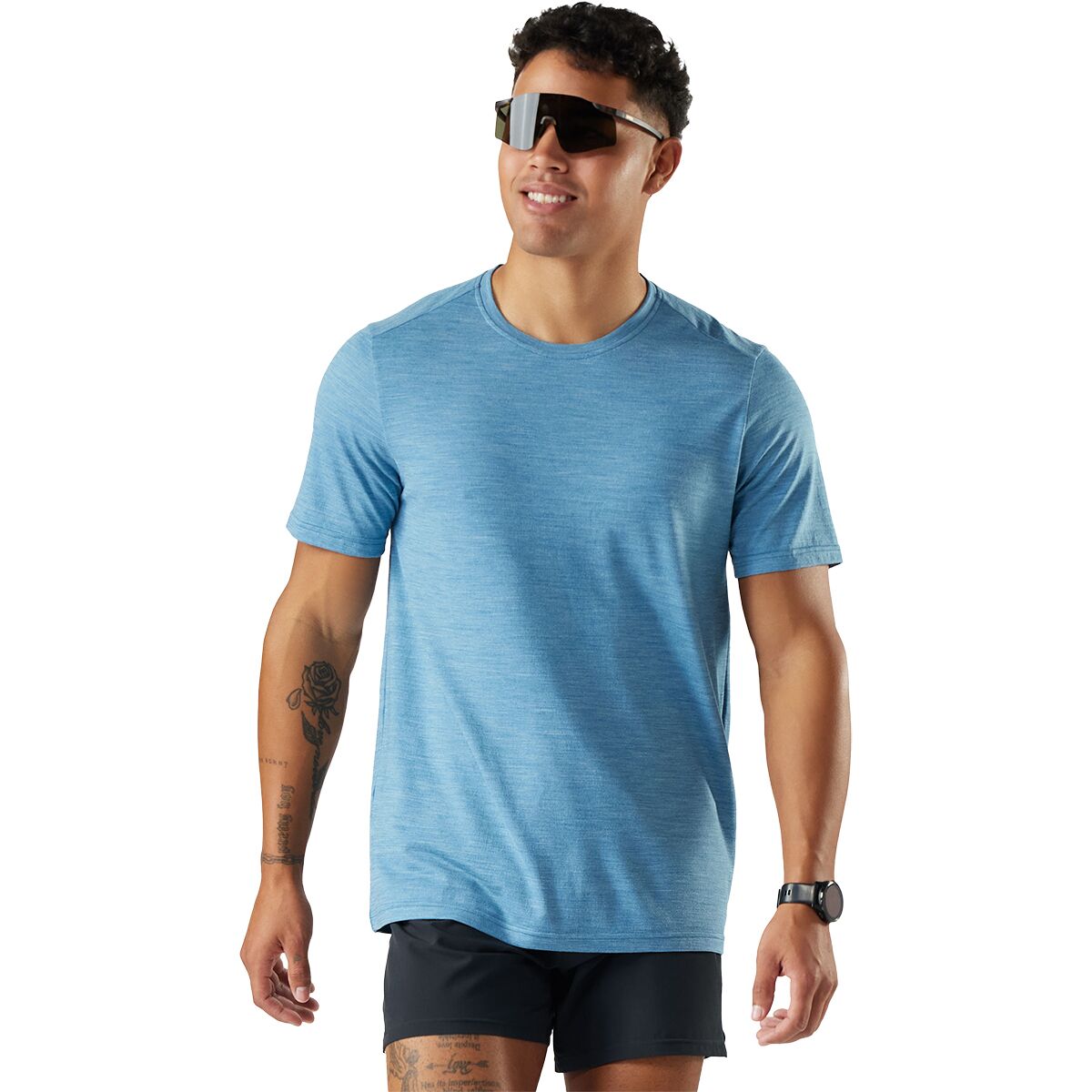 Image of Smartwool Active Short-Sleeve Top - Men's Mineral Blue Heather, XXL