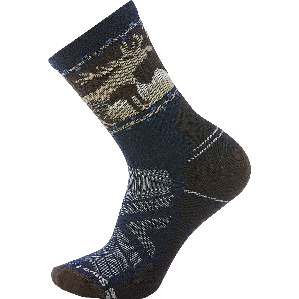 Image of Smartwool Hike Light Cushion Mountain Moose Crew Sock - Men's Deep Navy, L