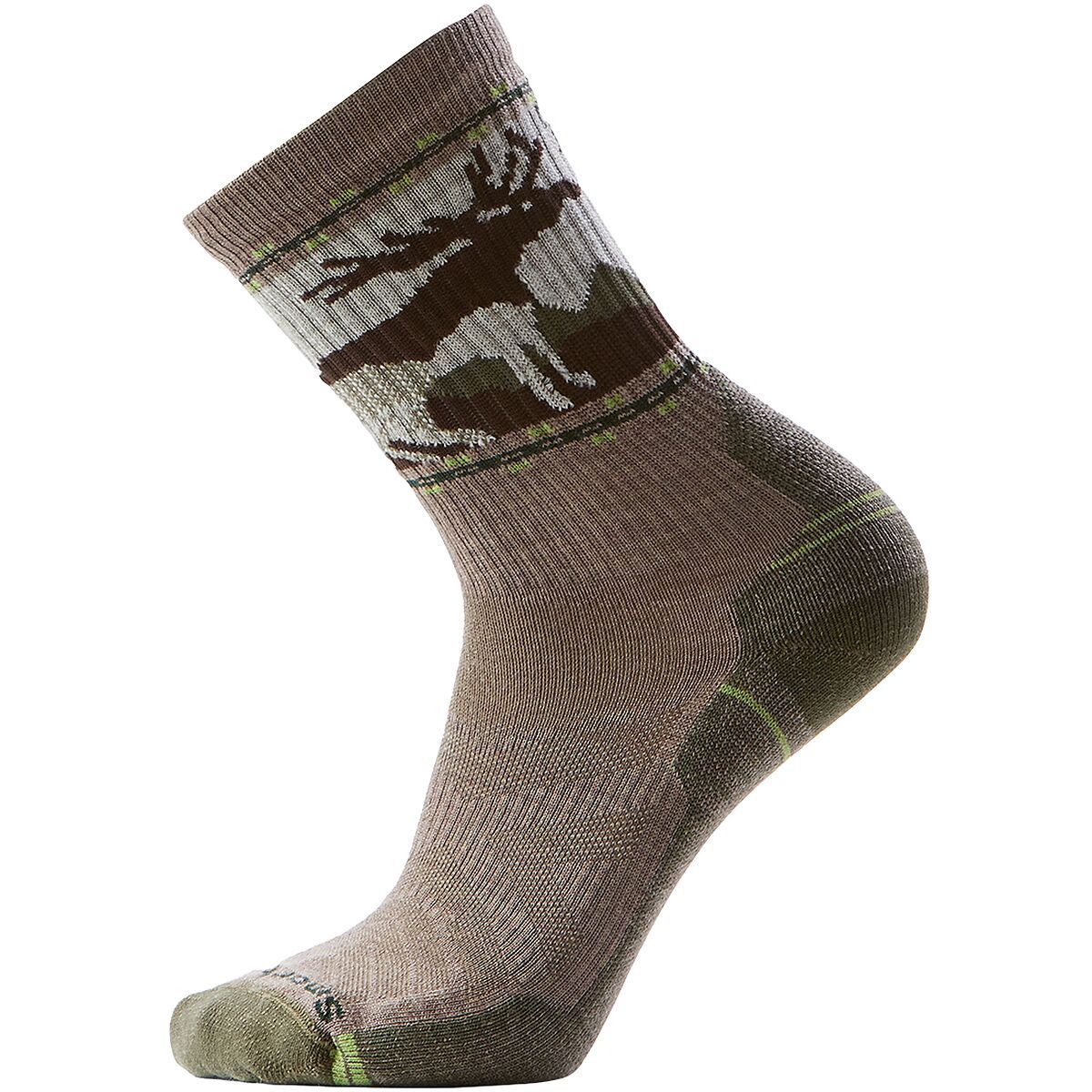 Image of Smartwool Hike Light Cushion Mountain Moose Crew Sock - Men's Fossil, S