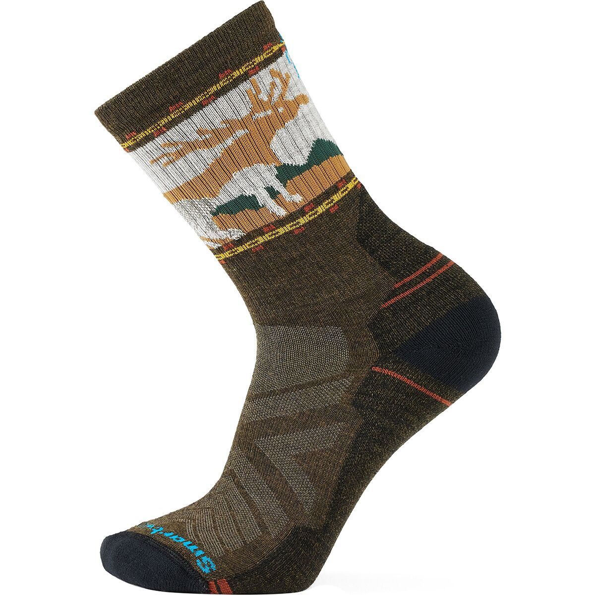 Image of Smartwool Hike Light Cushion Mountain Moose Crew Sock - Men's Military Olive, S