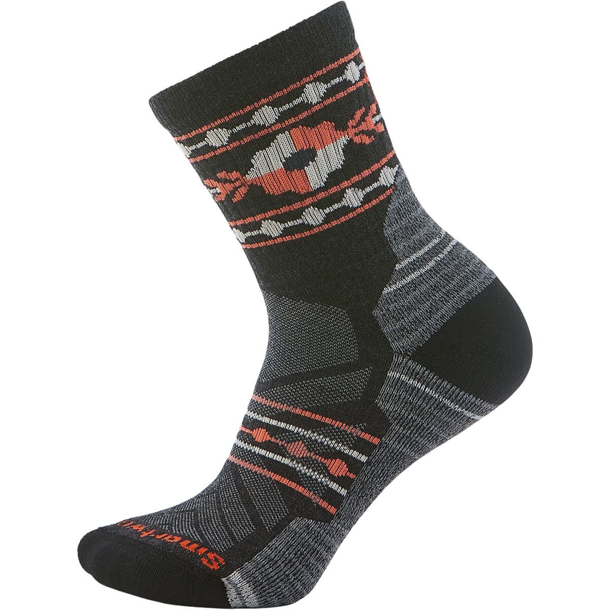 Image of Smartwool Hike Light Cushion Retro Floral Mid Crew Sock - Women's Charcoal, M