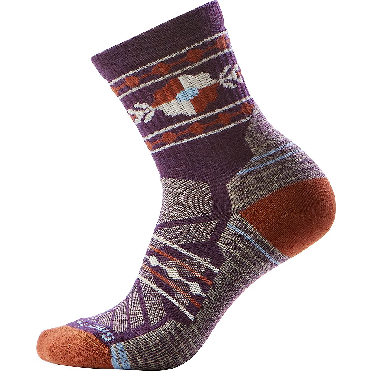Image of Smartwool Hike Light Cushion Retro Floral Mid Crew Sock - Women's Purple Iris, S