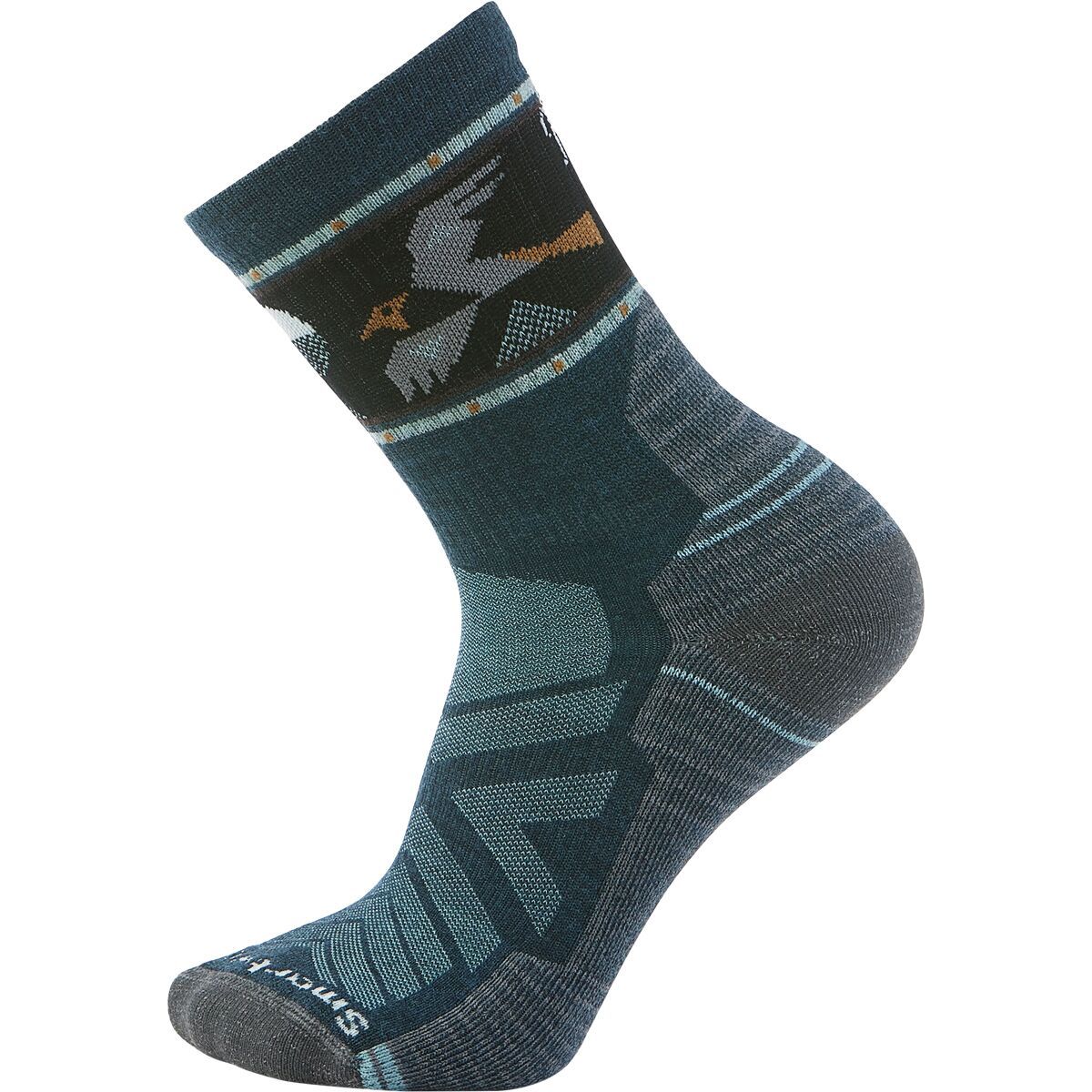 Image of Smartwool Hike Light Cushion Soaring Print Mid Crew Sock - Men's Twilight Blue, XL