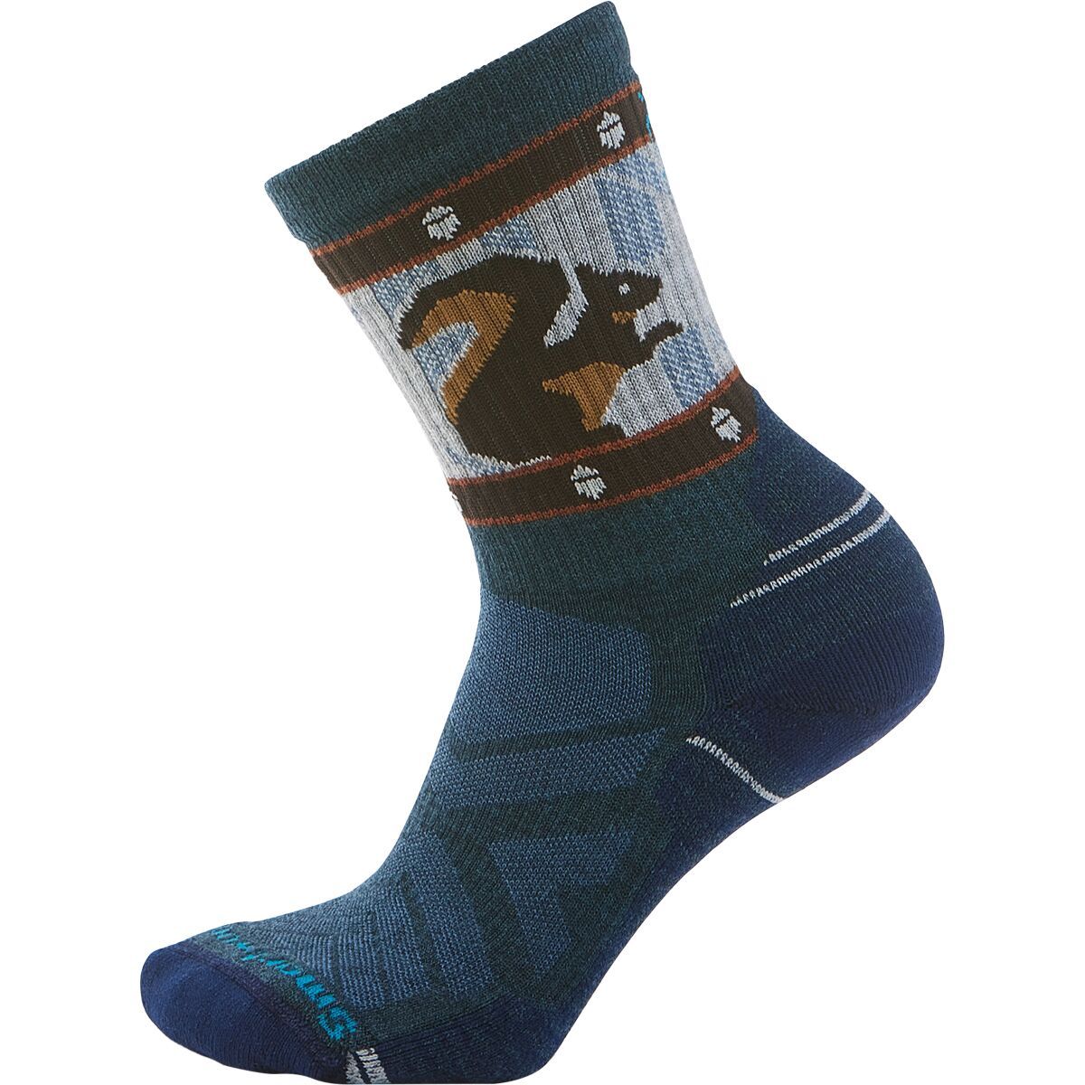 Image of Smartwool Hike Light Cushion Squirrely Print Crew Sock - Women's Twilight Blue, M