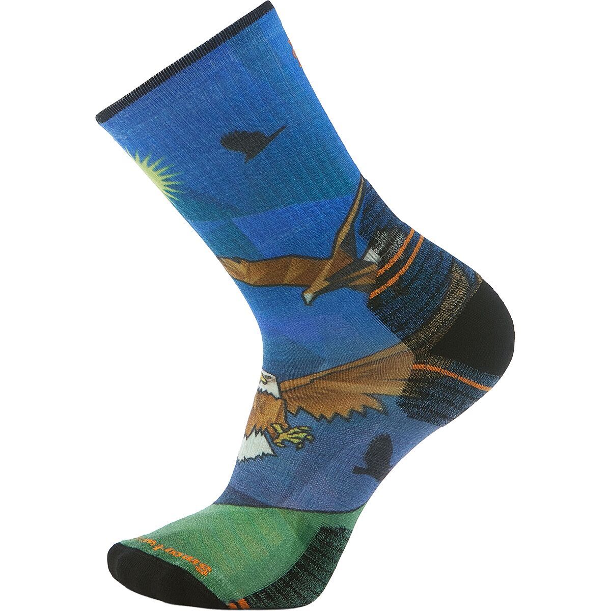 Image of Smartwool Hike Targeted Cushion Eagle Print Crew Sock - Men's Laguna Blue, XL
