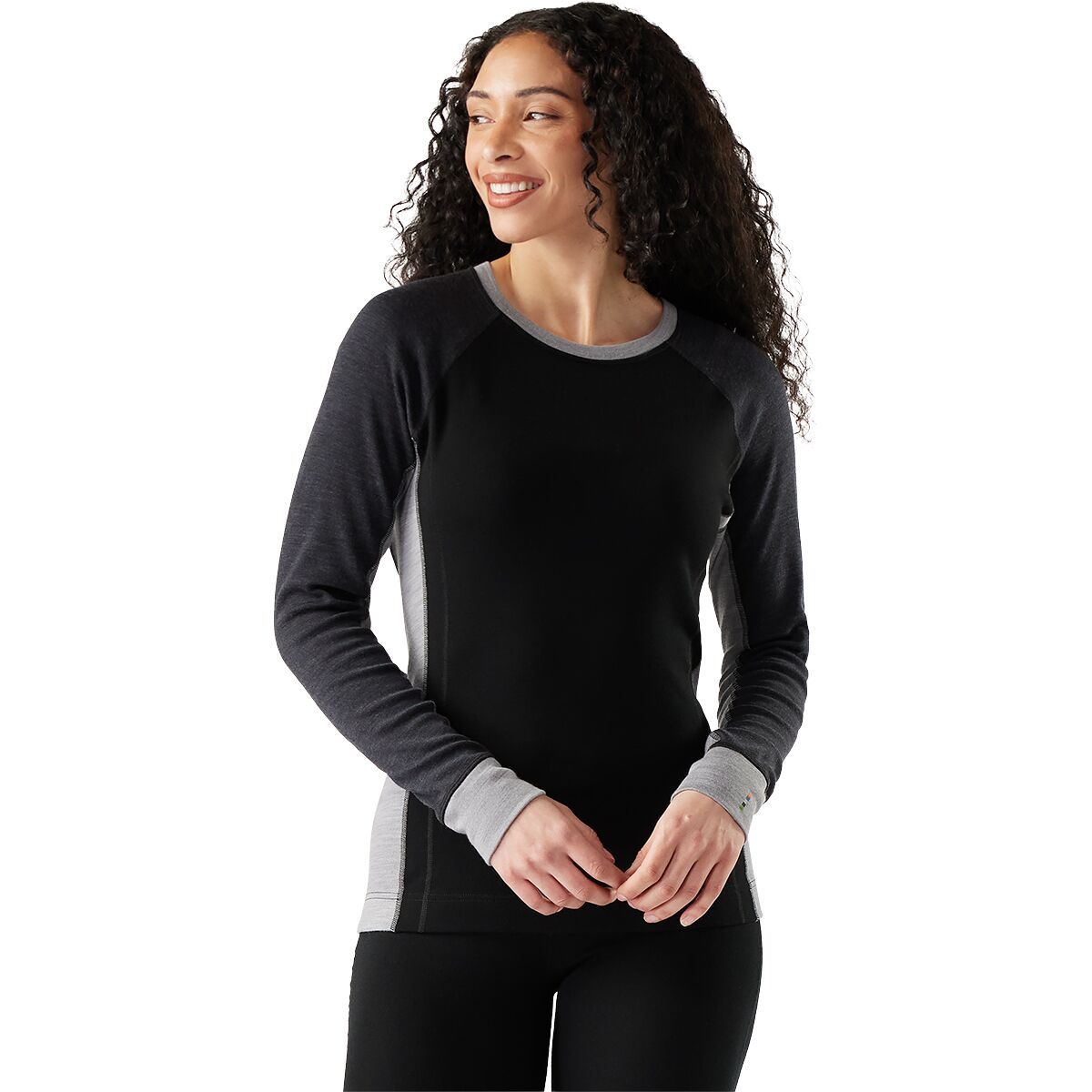 Image of Smartwool Classic Thermal Merino Colorblock Baselayer Crew - Women's Black, S