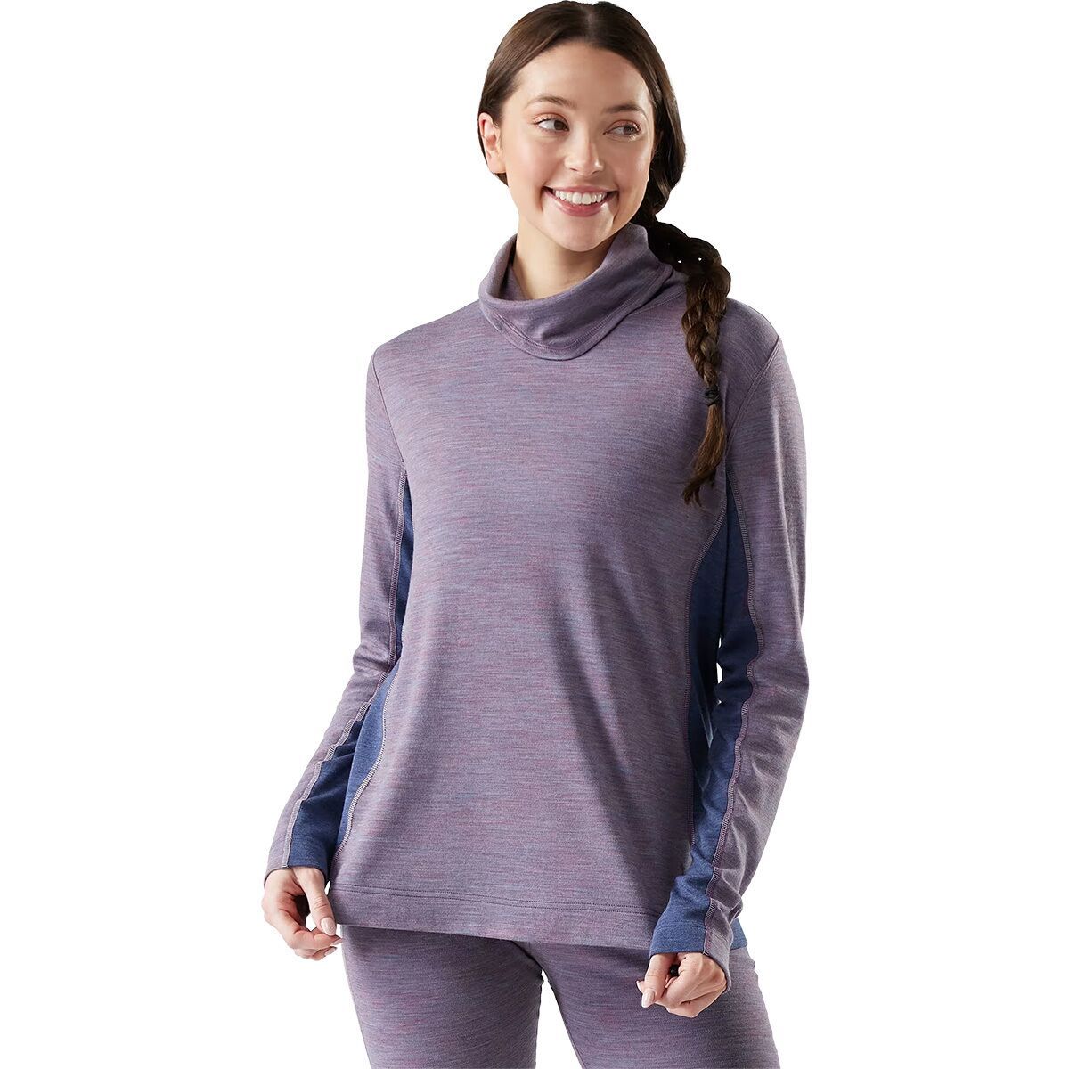 Image of Smartwool Classic Thermal Merino Mock Neck - Women's Chalk Violet Heather, L