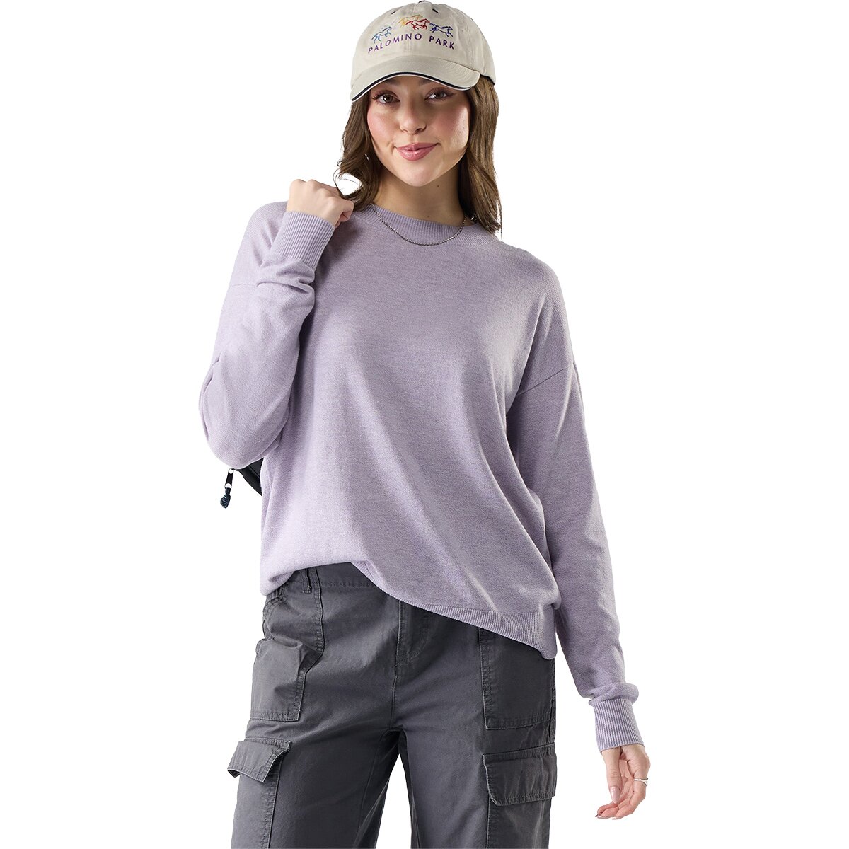 Image of Smartwool Edgewood Colorblock Crew Sweater - Women's Icy Lavender Heather, S
