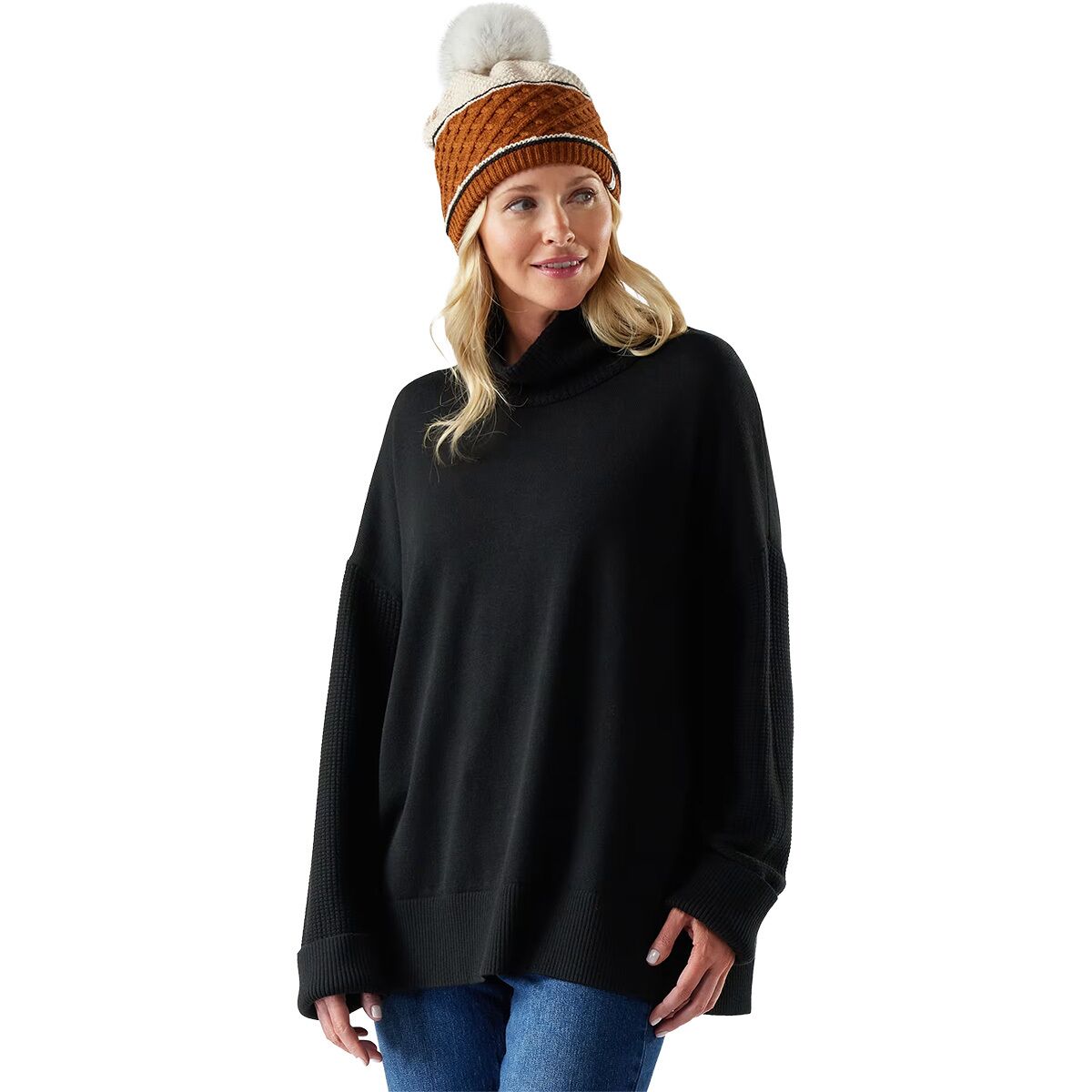 Image of Smartwool Edgewood Cowl Neck Sweater - Women's Black, XS