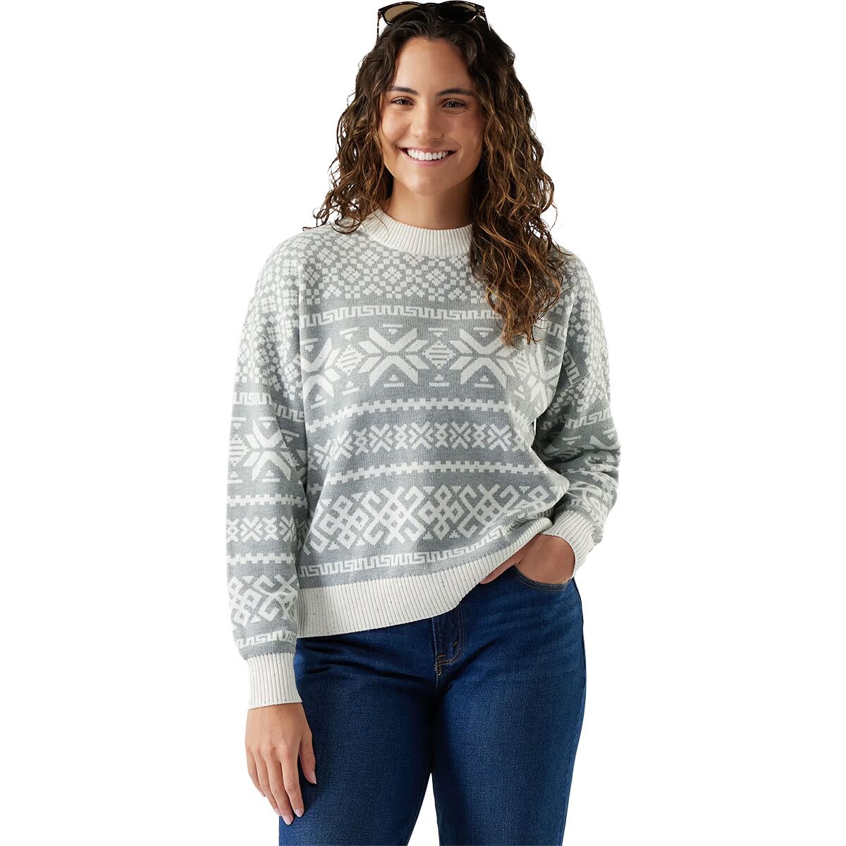 Image of Smartwool Edgewood Heritage Crew Sweater - Women's Light Gray, L
