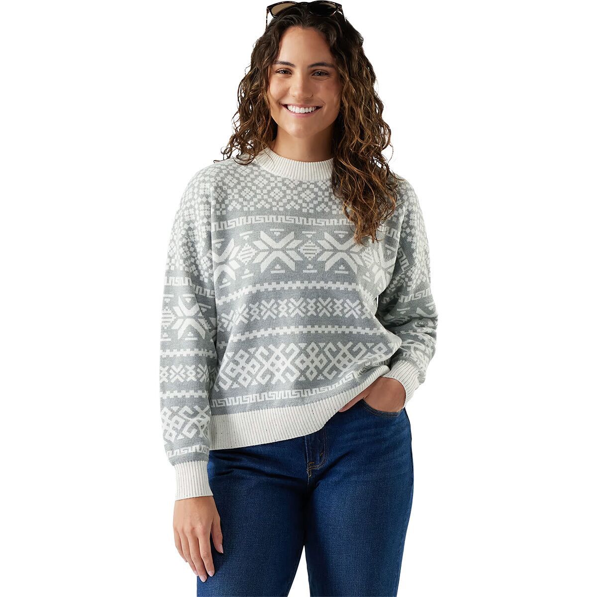 Image of Smartwool Edgewood Heritage Crew Sweater - Women's Light Gray, M