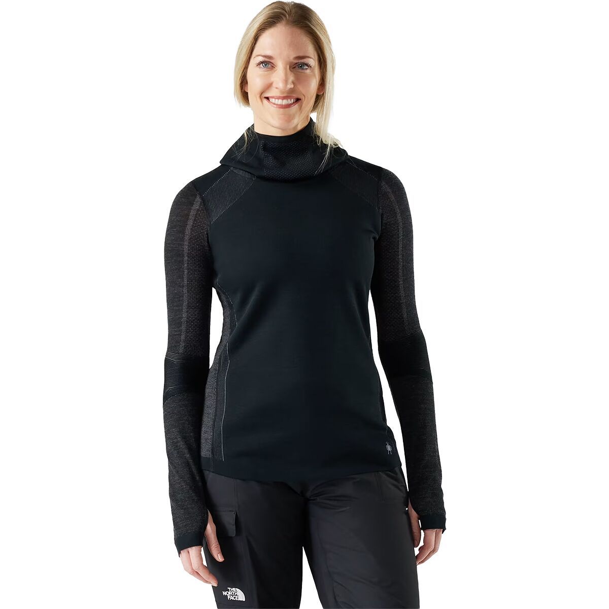 Image of Smartwool Intraknit Thermal Merino Baselayer Hoodie - Women's Black/Charcoal, M