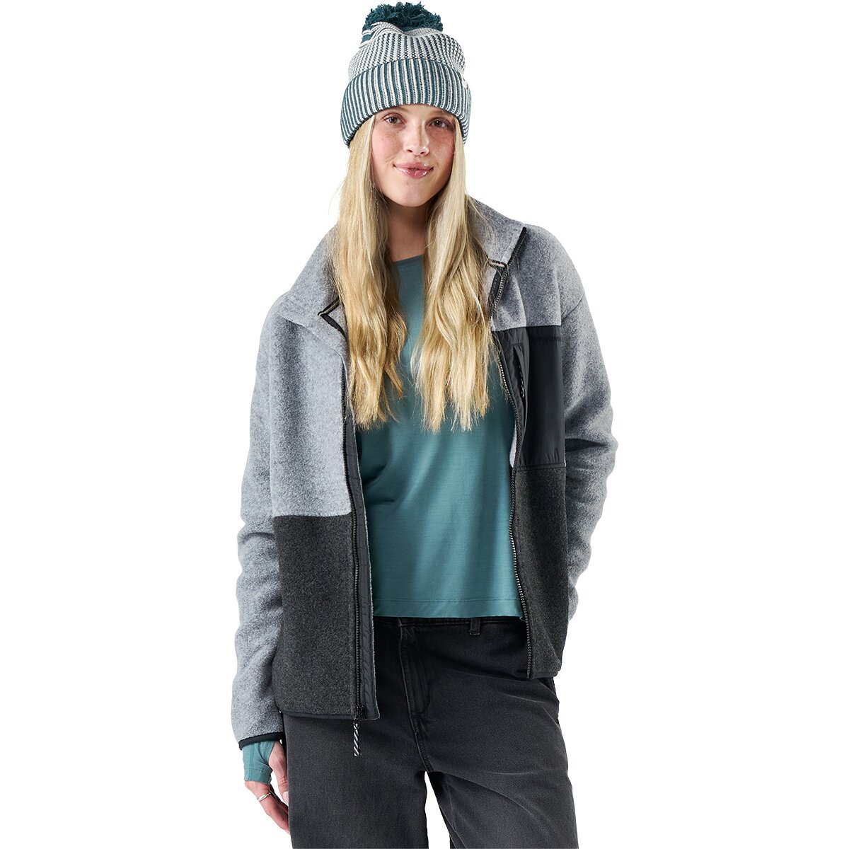 Image of Smartwool Second Cut Fleece Jacket - Women's Charcoal/Light Gray, L