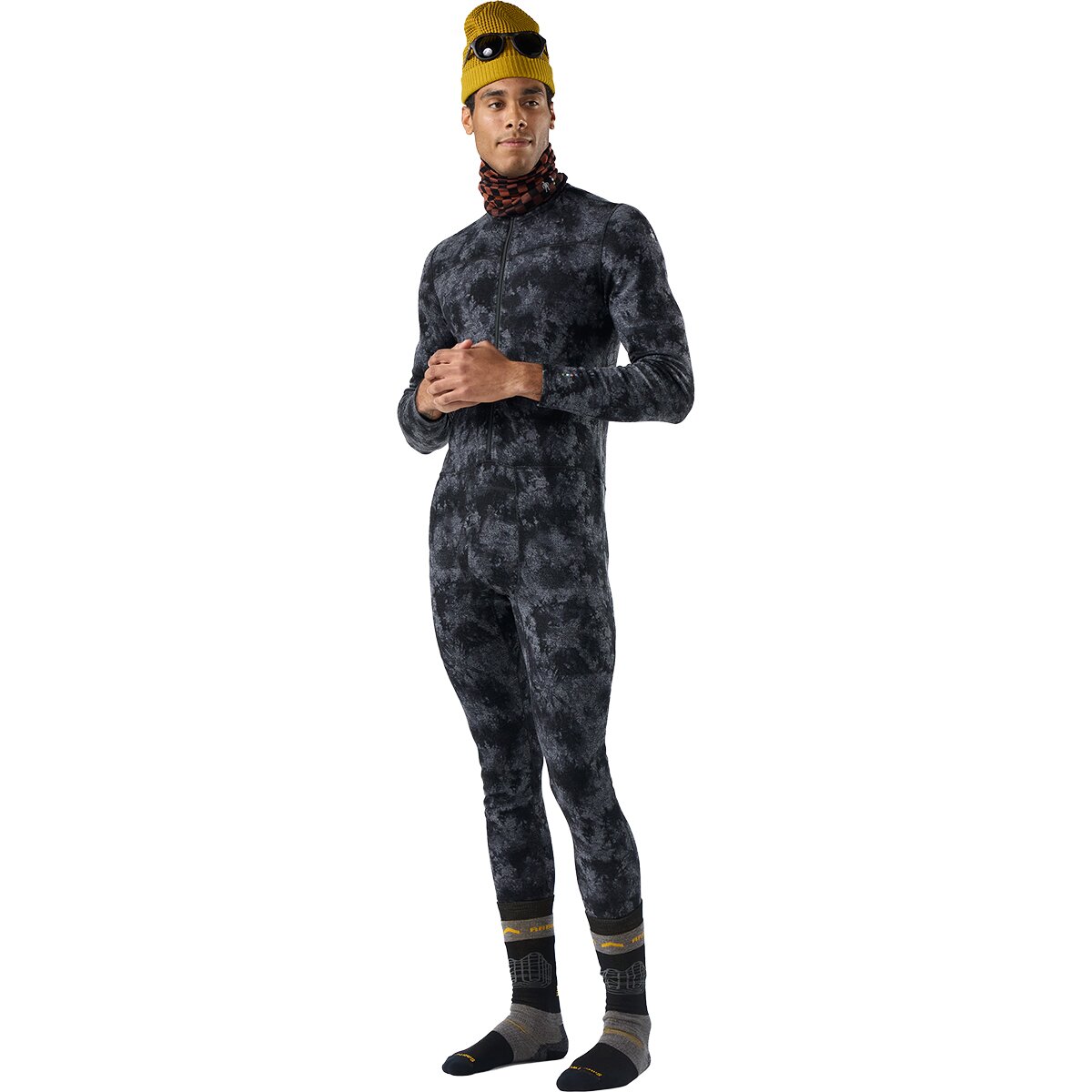 Image of Smartwool Classic Thermal Merino Base Layer One-Piece - Men's Black Tie Dye, M