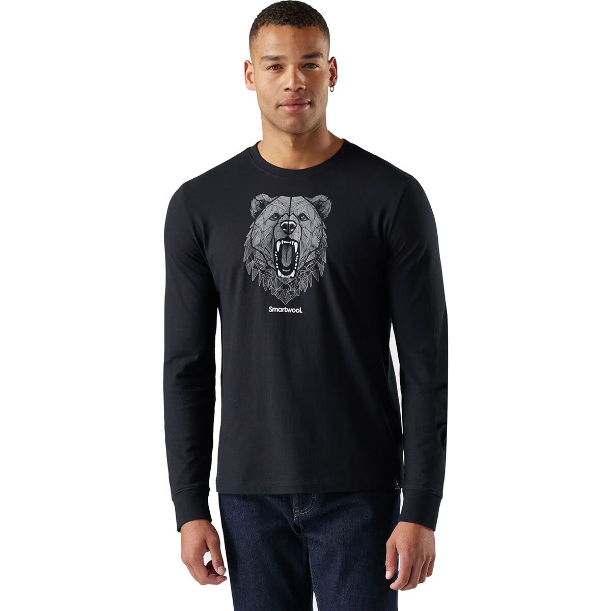 Image of Smartwool Geometric Bear Long-Sleeve Graphic T-Shirt - Men's Black, L