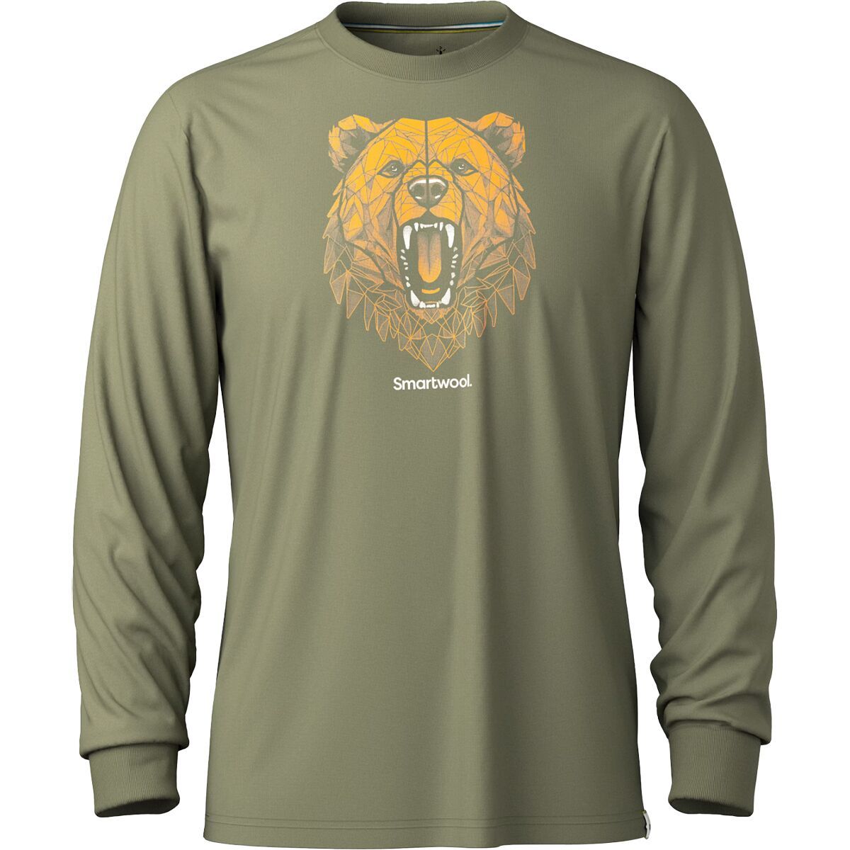 Image of Smartwool Geometric Bear Long-Sleeve Graphic T-Shirt - Men's Winter Moss, S