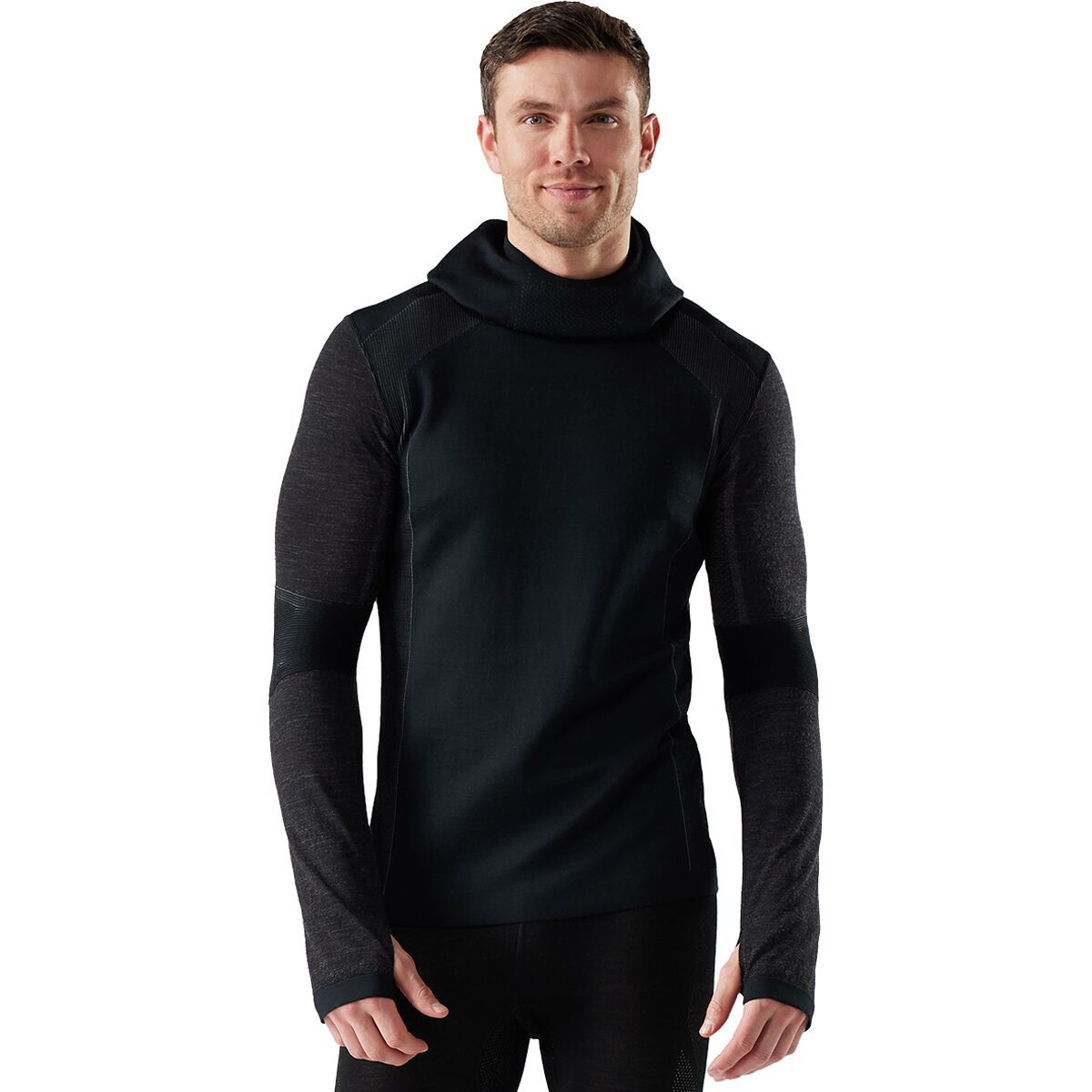 Image of Smartwool Intraknit Thermal Merino Base Layer Hoodie - Men's Black/Charcoal, L