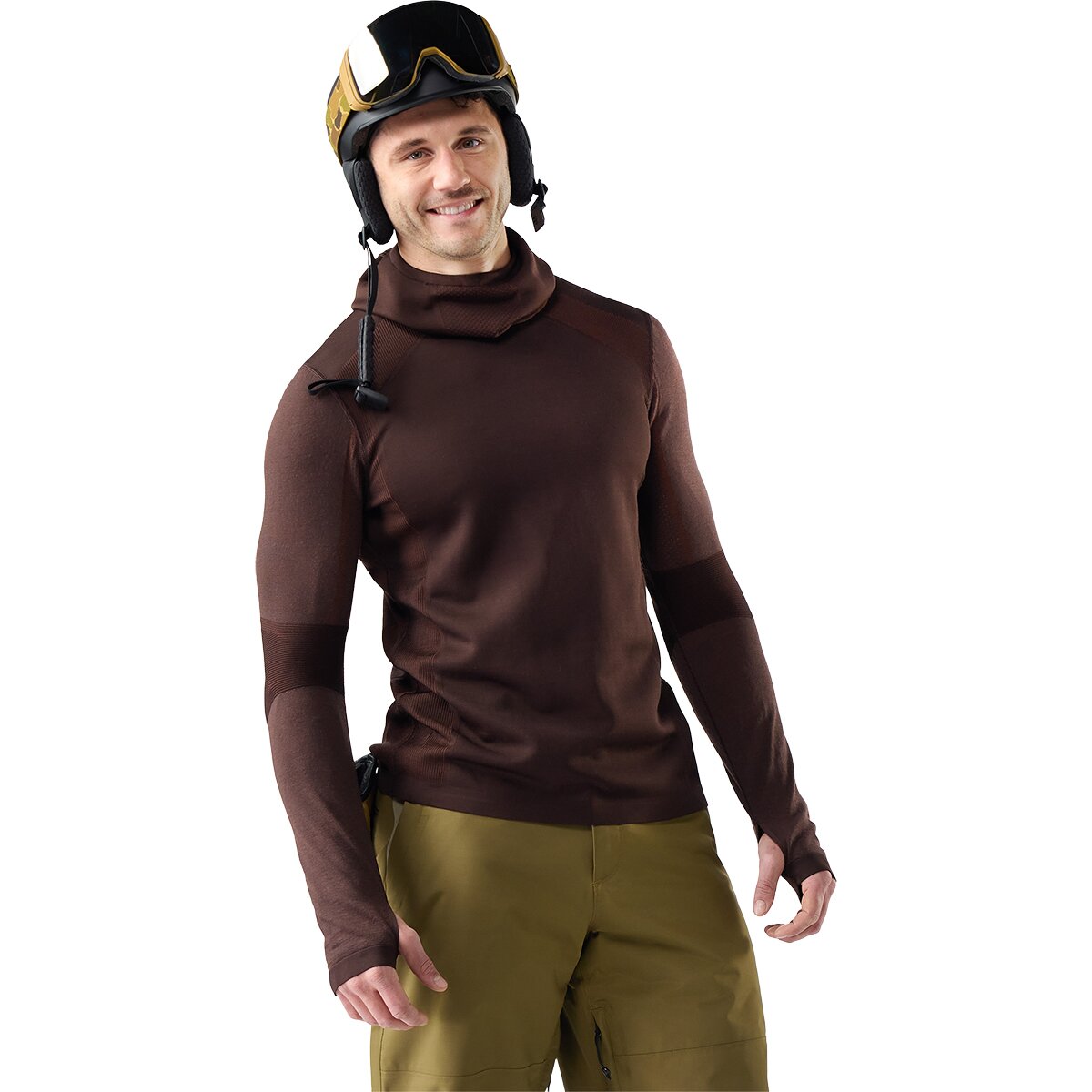 Image of Smartwool Intraknit Thermal Merino Base Layer Hoodie - Men's Dark Mink/Burnt Sienna, XL
